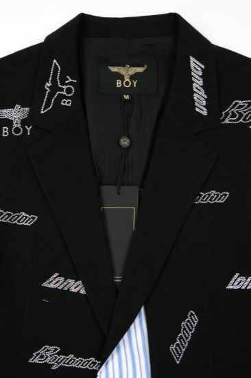 RHINESTONE TAILORED VEST/ ブラック【BOY LONDON】