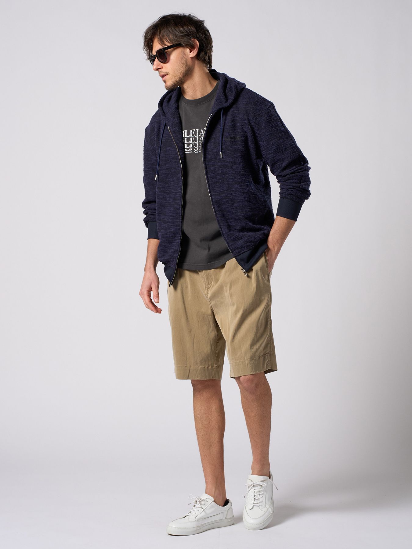 【予約品 1月25日(日) 締切】muta × wjk collection：knit jacquard relax parker / ニットジャガード リラックスパーカー / ネイビー