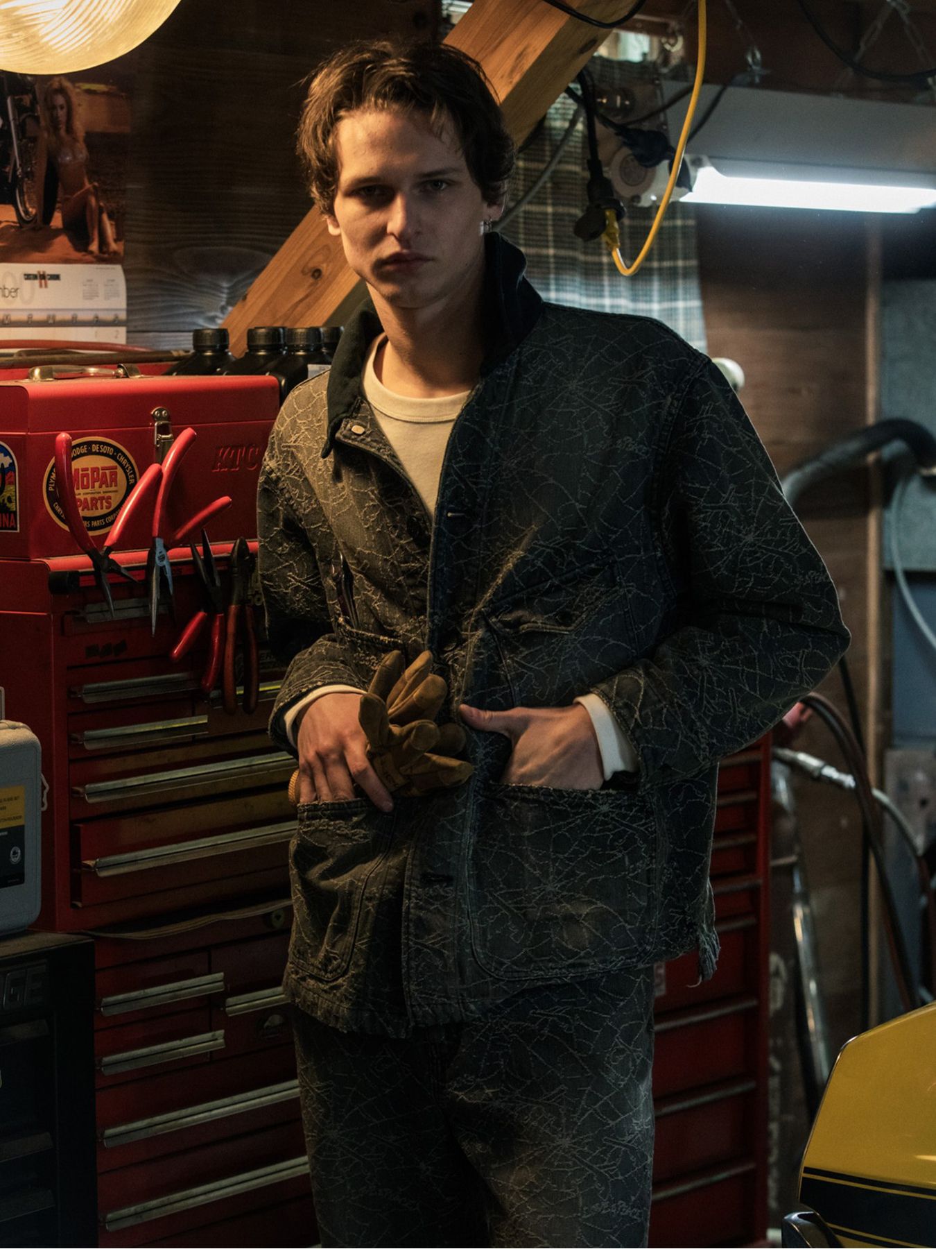 【予約品 3月9日(月) 18:00 締切】SPIDER JAQ DENIM JKT / スパイダー ジャガード デニム カバーオールジャケット / ブラック