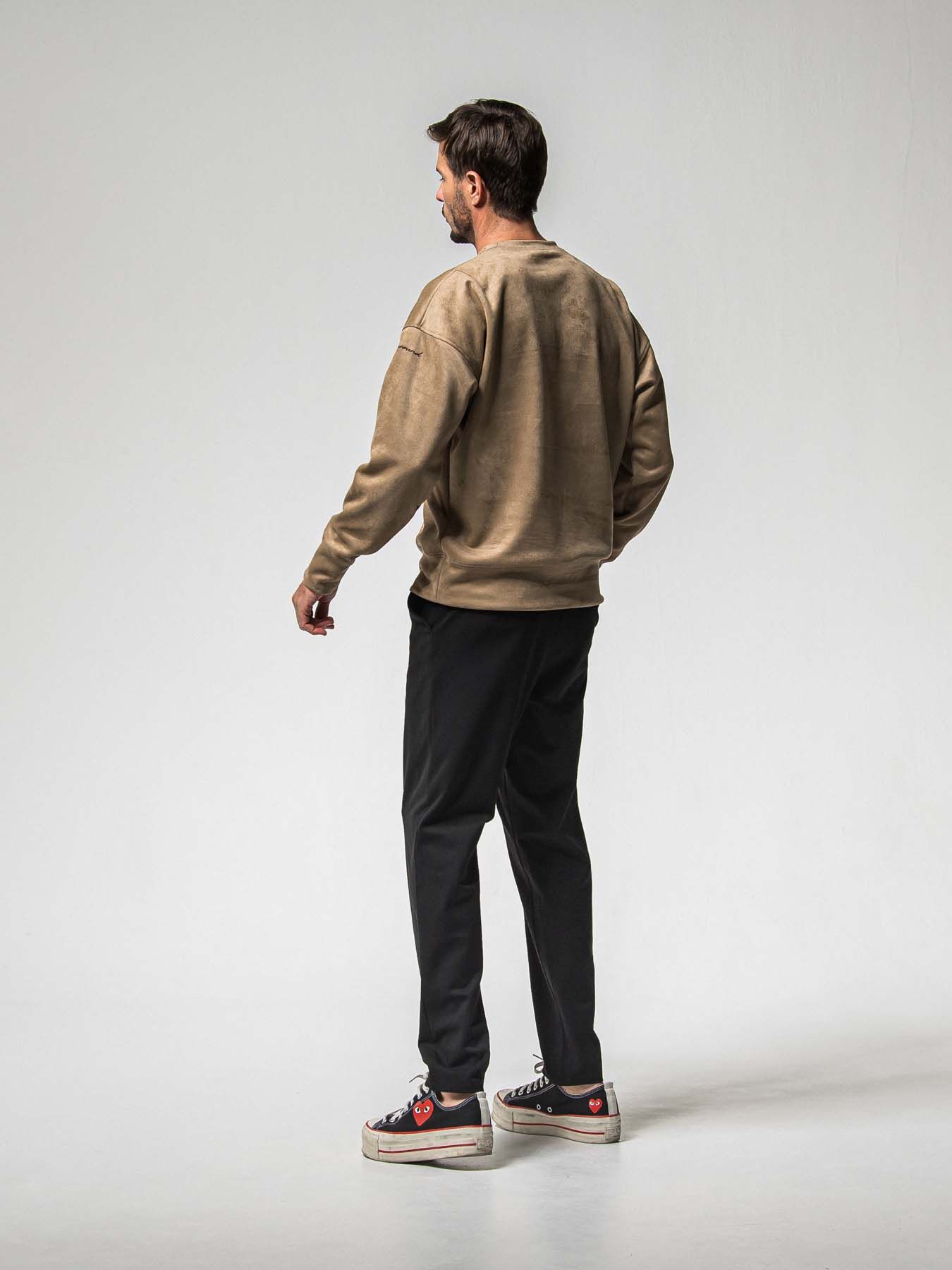 【予約品 8月31日(日) 締切】SUEDE DROP TRAINER / スウェード ドロップショルダートレーナー / ブラウン