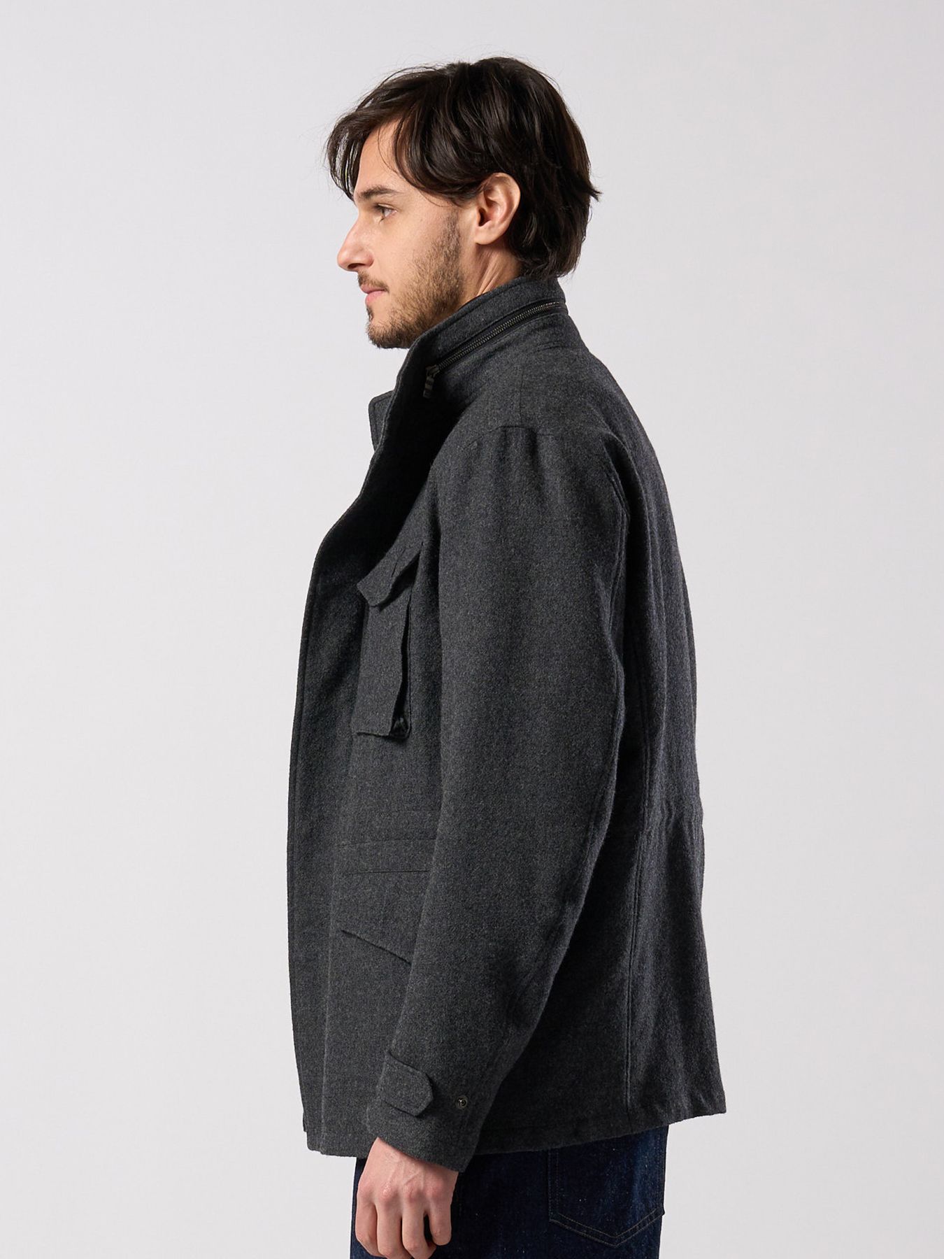 【予約品 4月19日(日) 18時締切】milled wool field jacket / ミルドウール フィールドジャケット / チャコール
