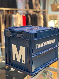 畳めるコンテナボックスネイビーロゴ入り 【Mエム】