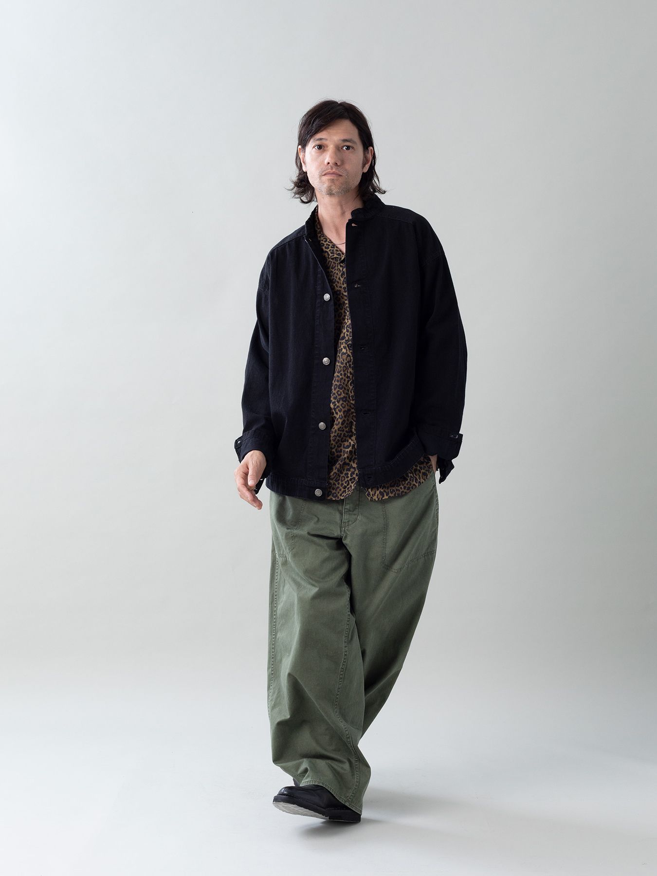 【予約品 5月27日(水) 締切】BOURGERON-DENIMJACKET aged / エイジド加工 ライトオンスデニム シャツジャケット / ブラック