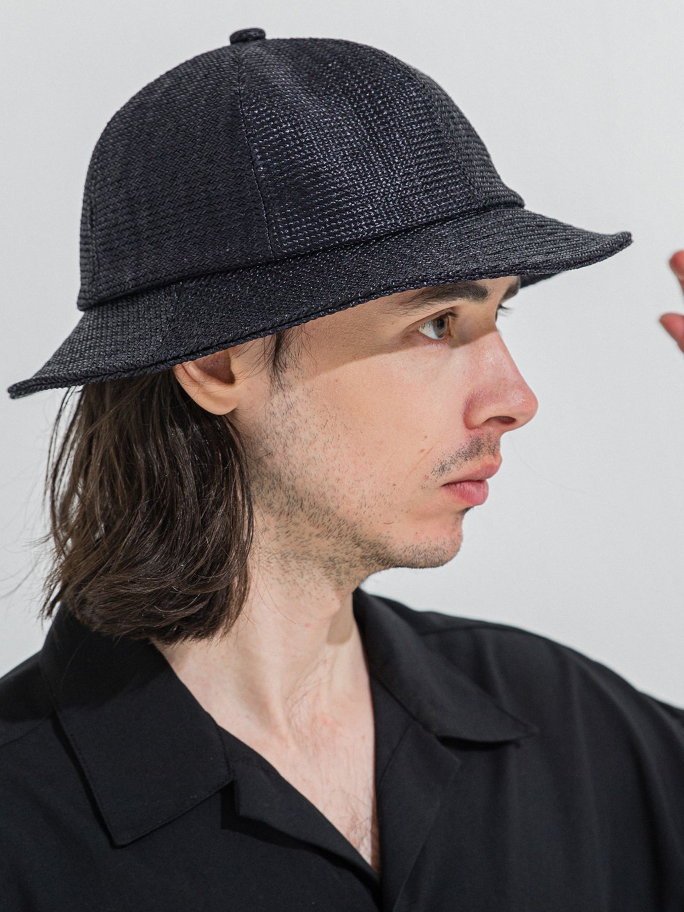 【予約品 】STRAW MESH BELL HAT / ストローメッシュベルハット / ブラック
