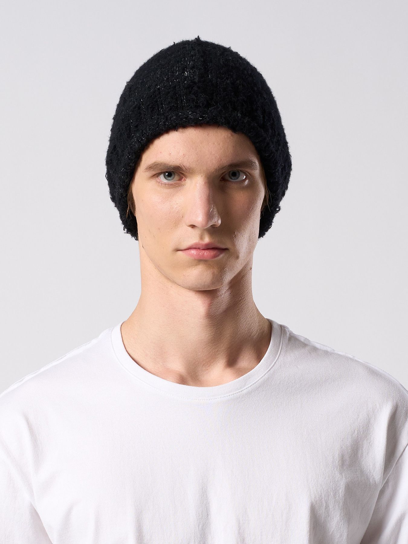 【予約品 4月19日(日) 18時締切】fancy yarn roll beanie / バルーン型ニットキャップ / ブラック