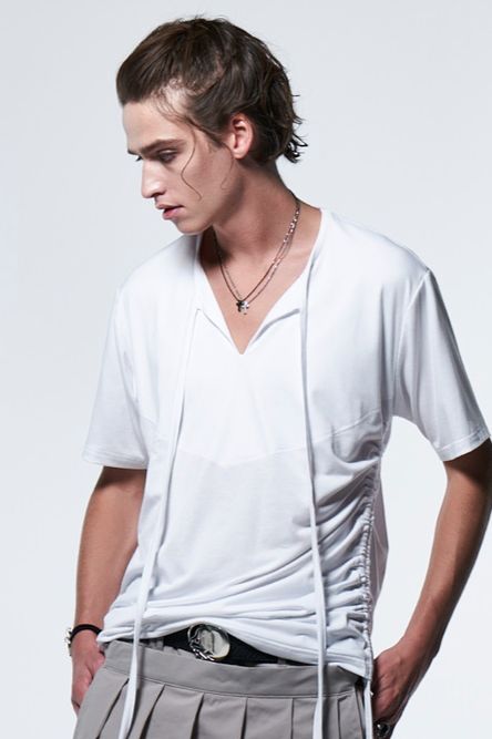 《予約品》 PipingSlitT-Shirt / ホワイト 【kiryuyrik】 2023年4月以降入荷予定