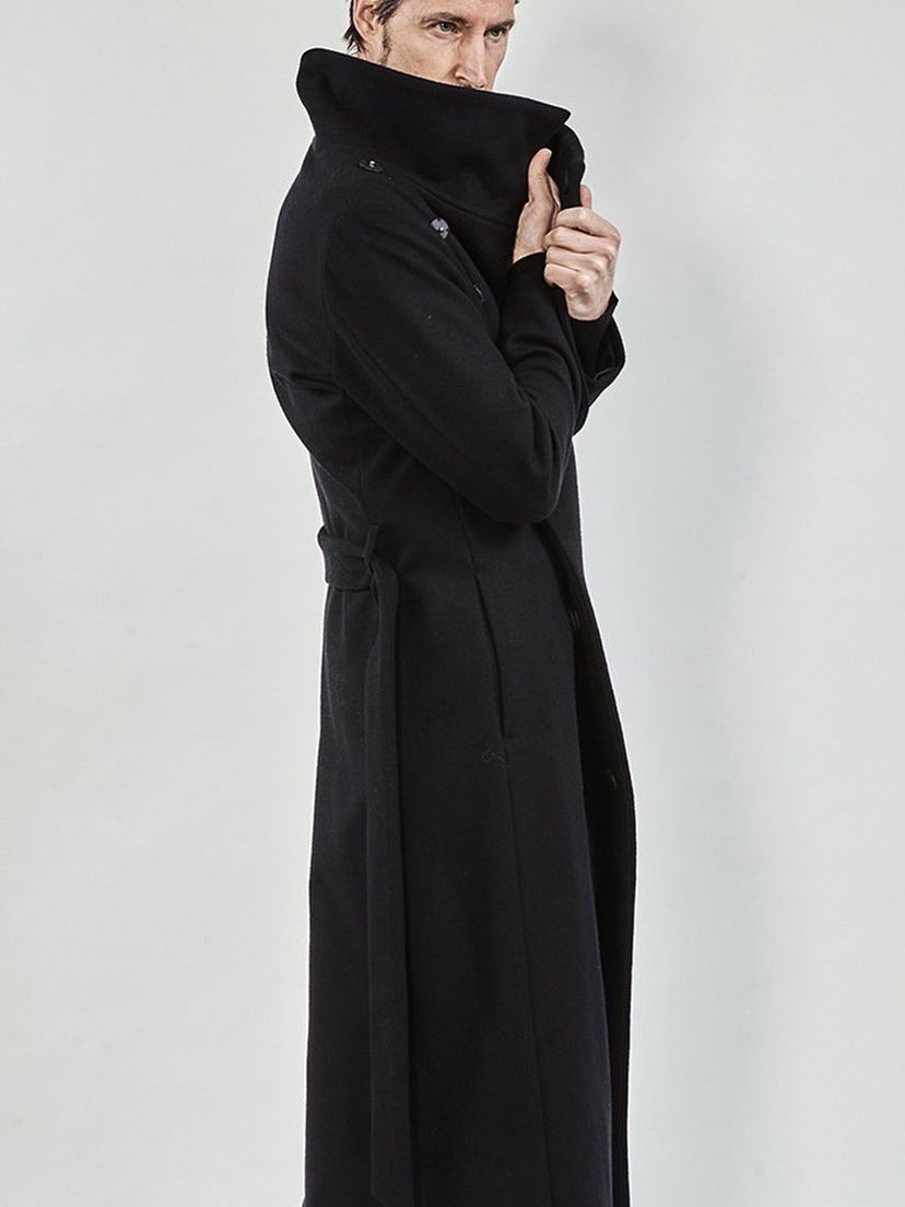 Beaver Wool High collar Wrap Maxi Coat / ブラック 【ys Yuji SUGENO】