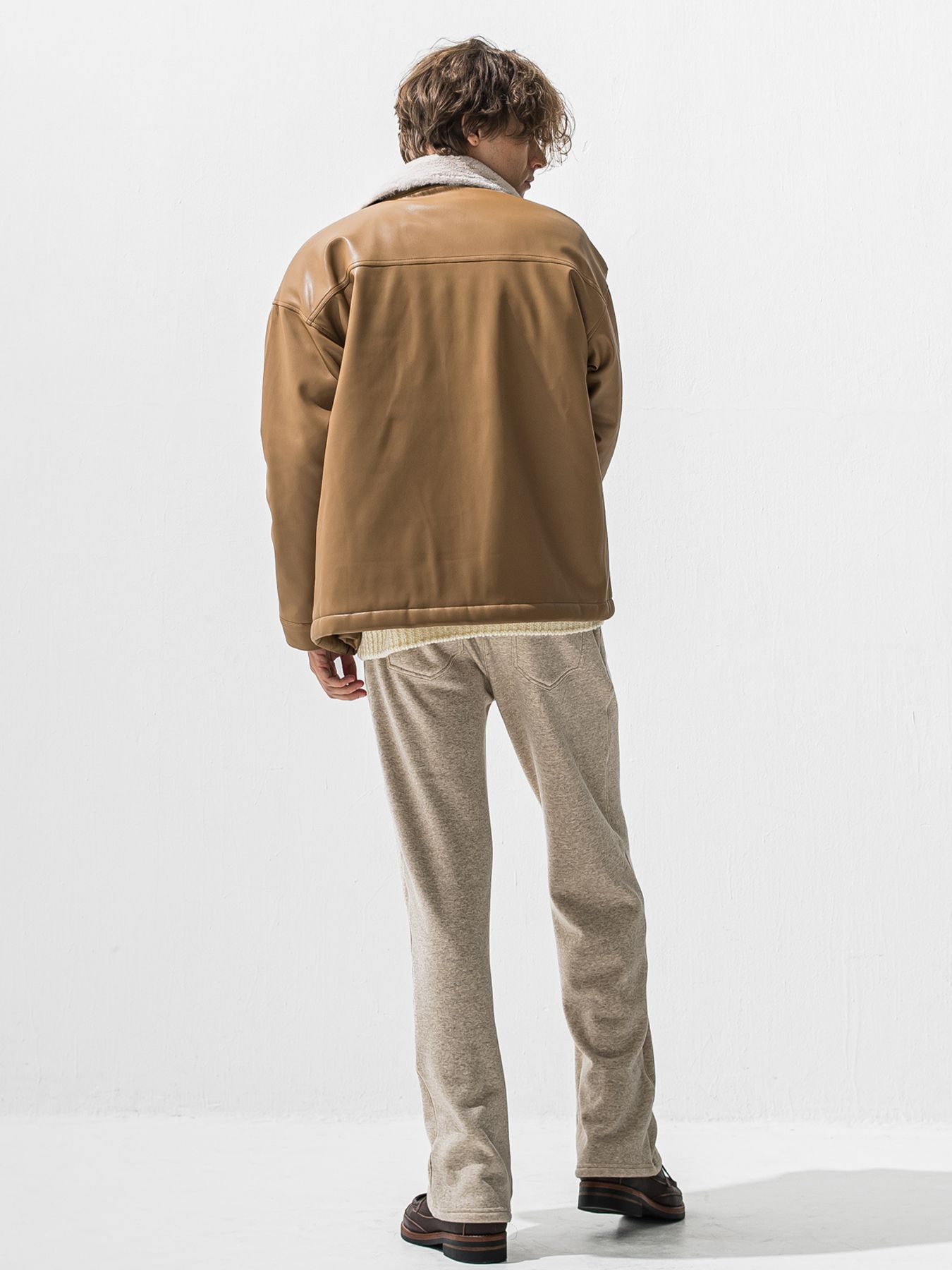 【予約品 9月6日(日) 締切】LEATHER FUR COVERALL / レザー ファー カバーオール / ベージュ