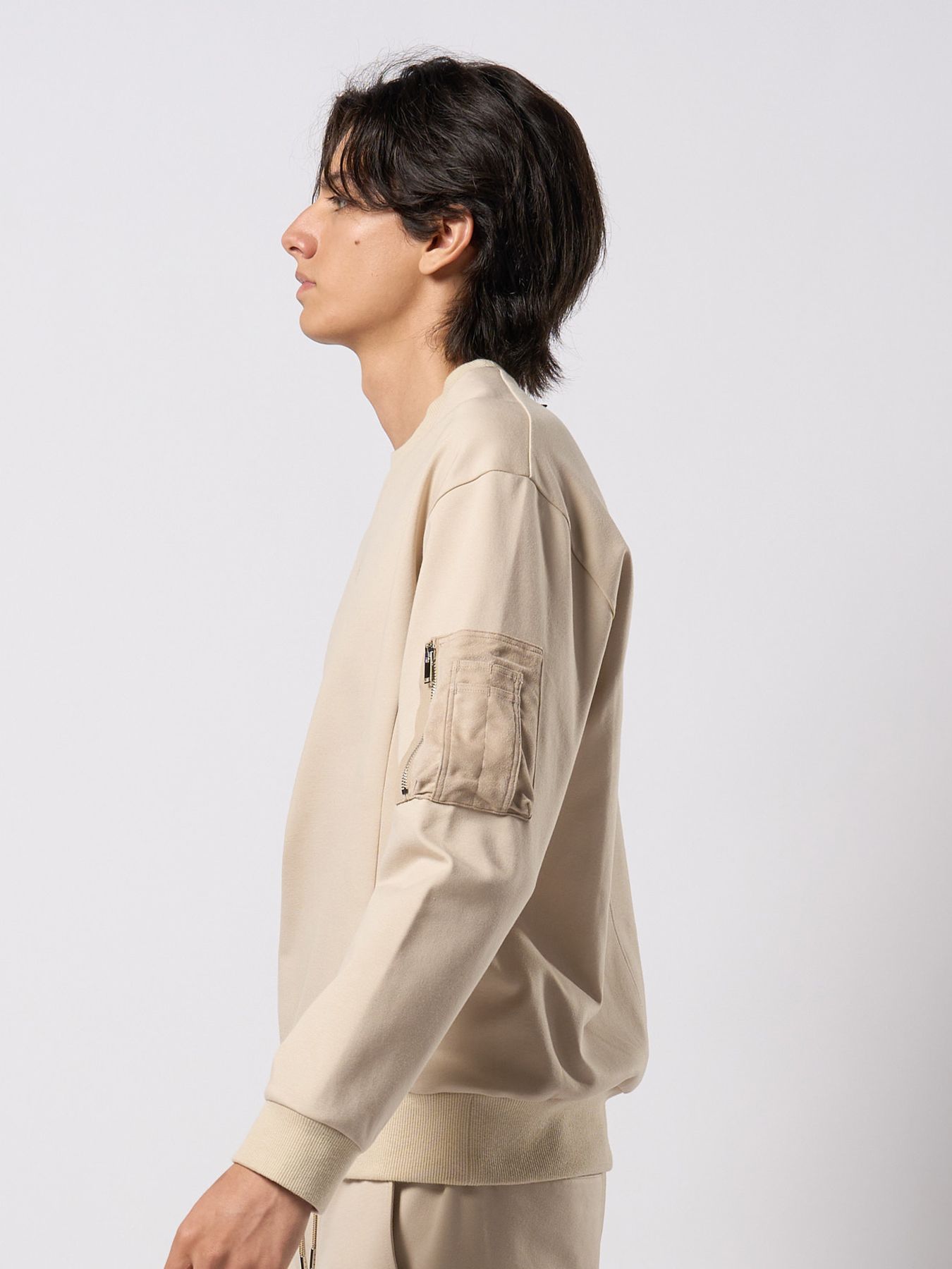 【予約品 9月23日(火) 締切】utility pocket sweatshirt / ユーティリティー ポケット スウェットシャツ / ライトベージュ