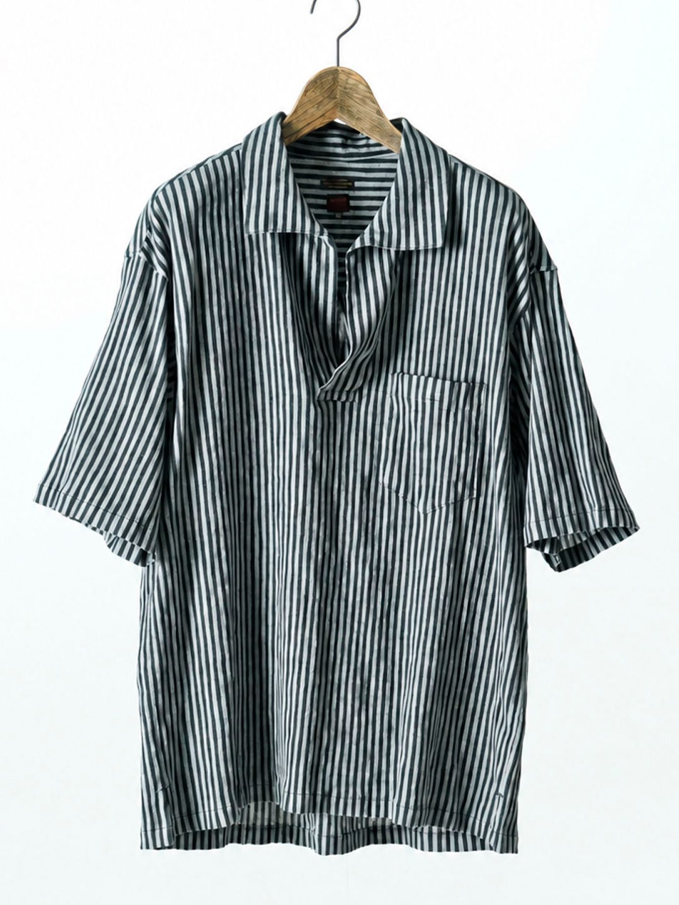 【予約品 11月9日(月) 締切】TAKASHIMAYORYUSHIRT / ストライプ プルオーバーシャツ / グレー