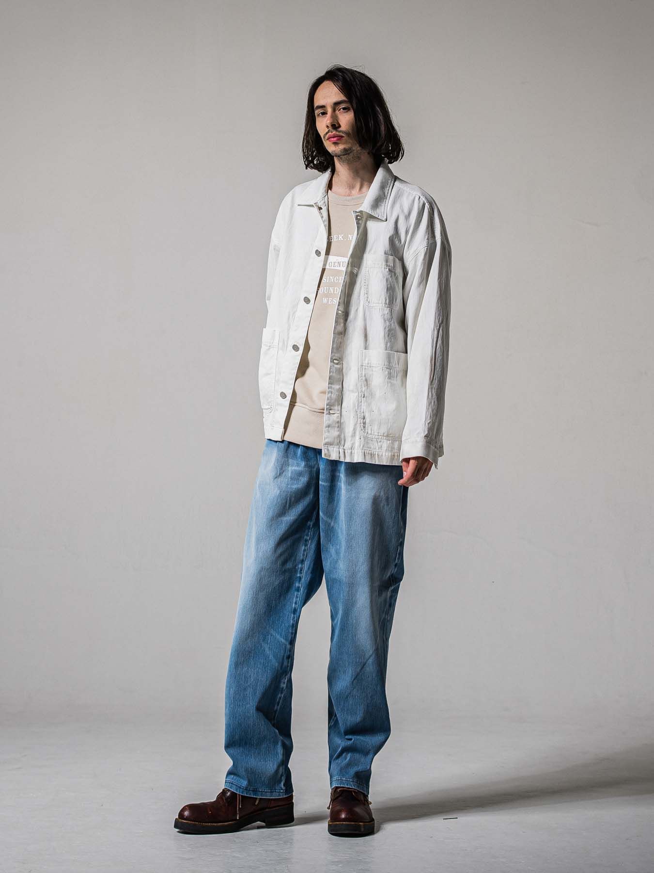 【予約品 11月16日(日) 締切】DENIM JERSEY WIDE PT / デニムジャージ セミワイドシルエット ワンタックイージーパンツ / ライトインディゴ