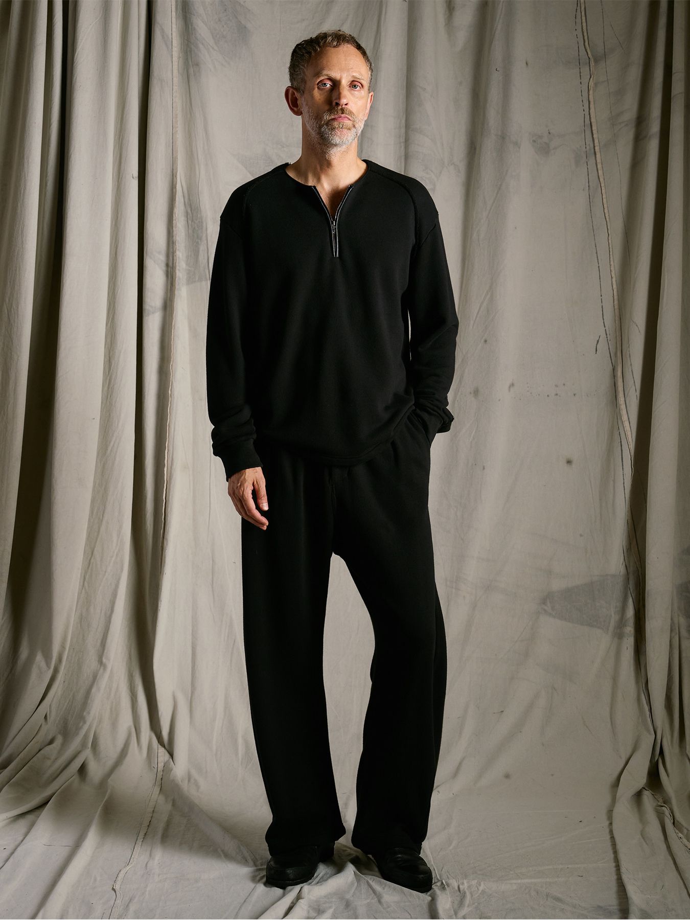 【予約品】soft luxe urake half-zip sweatshirt / プレミアム裏毛 ハーフジップスウェット / ブラック