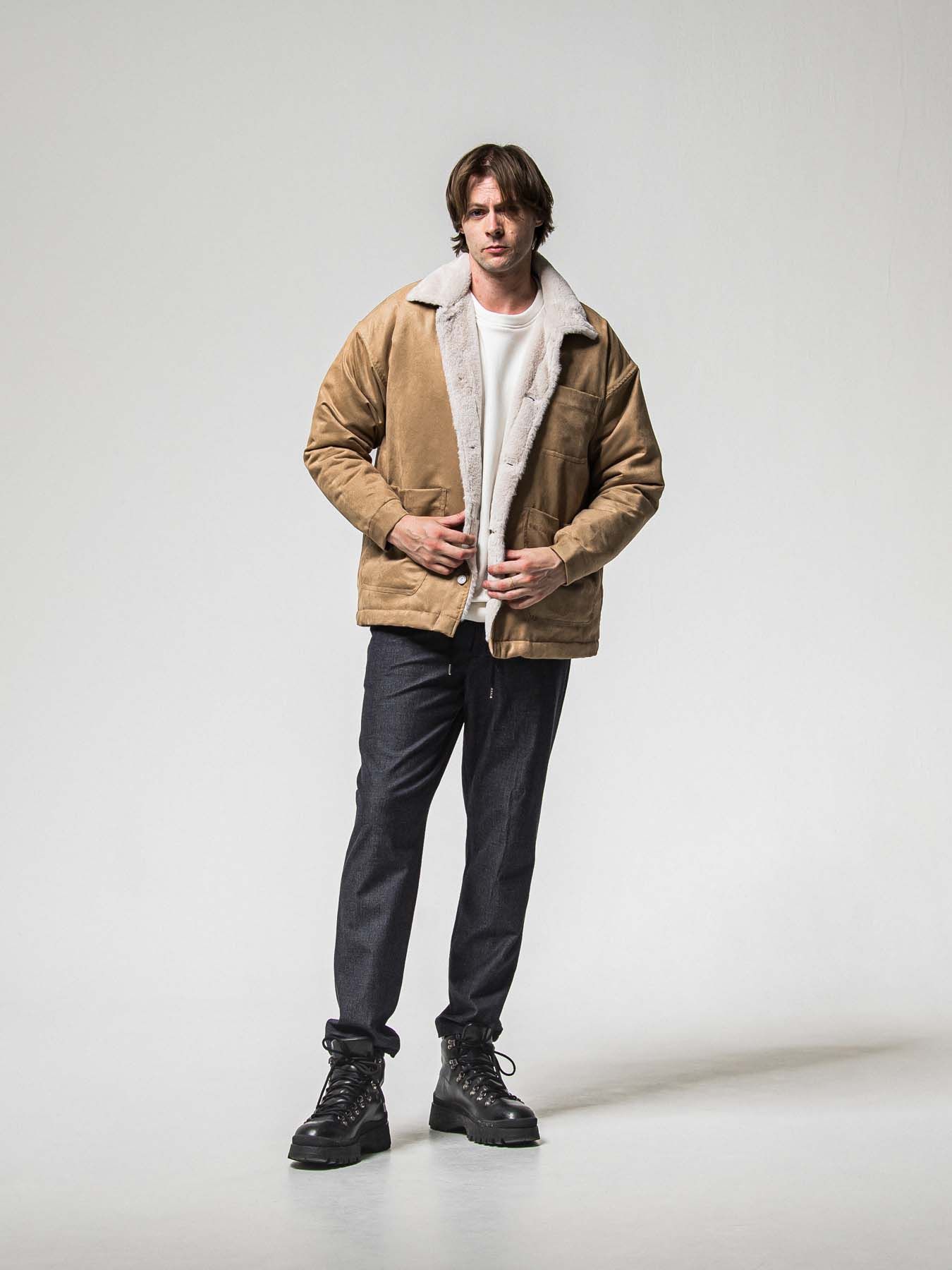 【予約品 】SUEDE FUR CAVER ALL / スウェードファーカバーオール / ブラウン