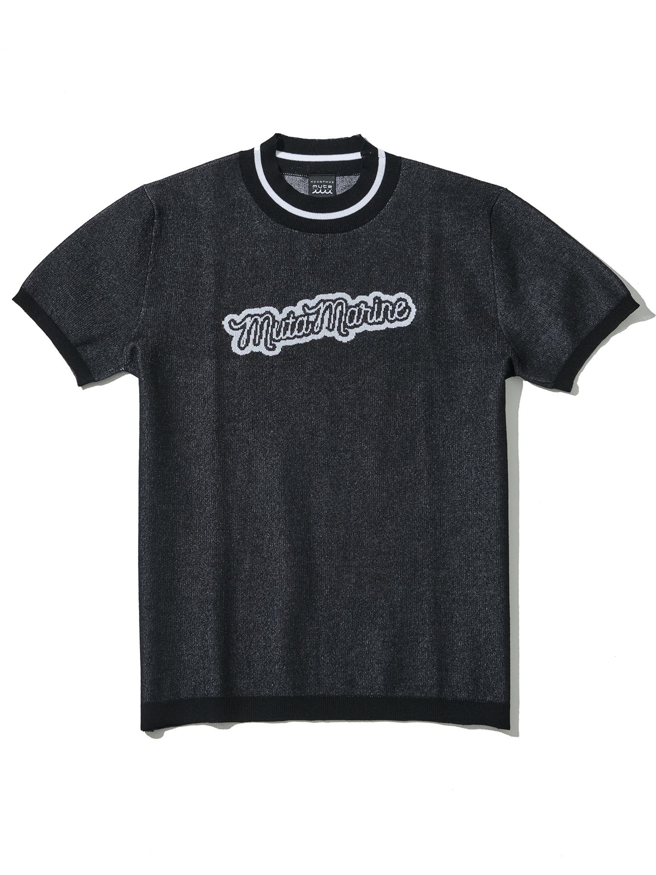 【予約品 10月9日(木) 締切】muta Sheer Knit S-S Top / シアーニットTシャツ / ブラック【Acanthus × muta MARINE】
