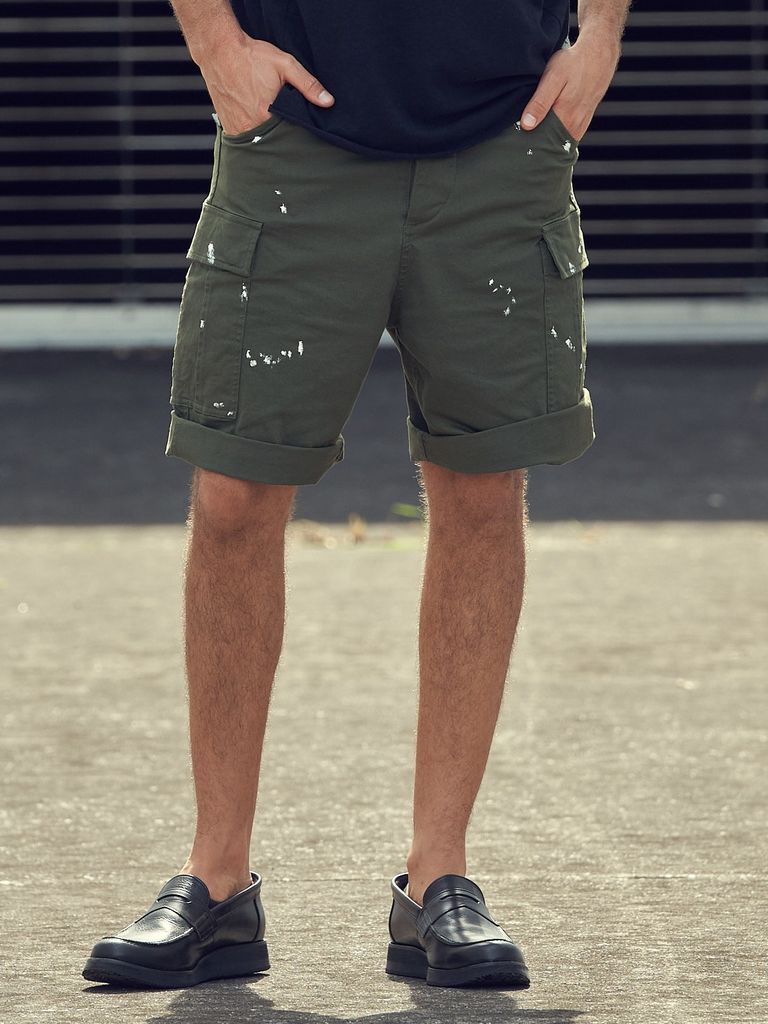 wjk - 《予約品》 paint cargo shorts / ミリタリーショーツ / カーキ 