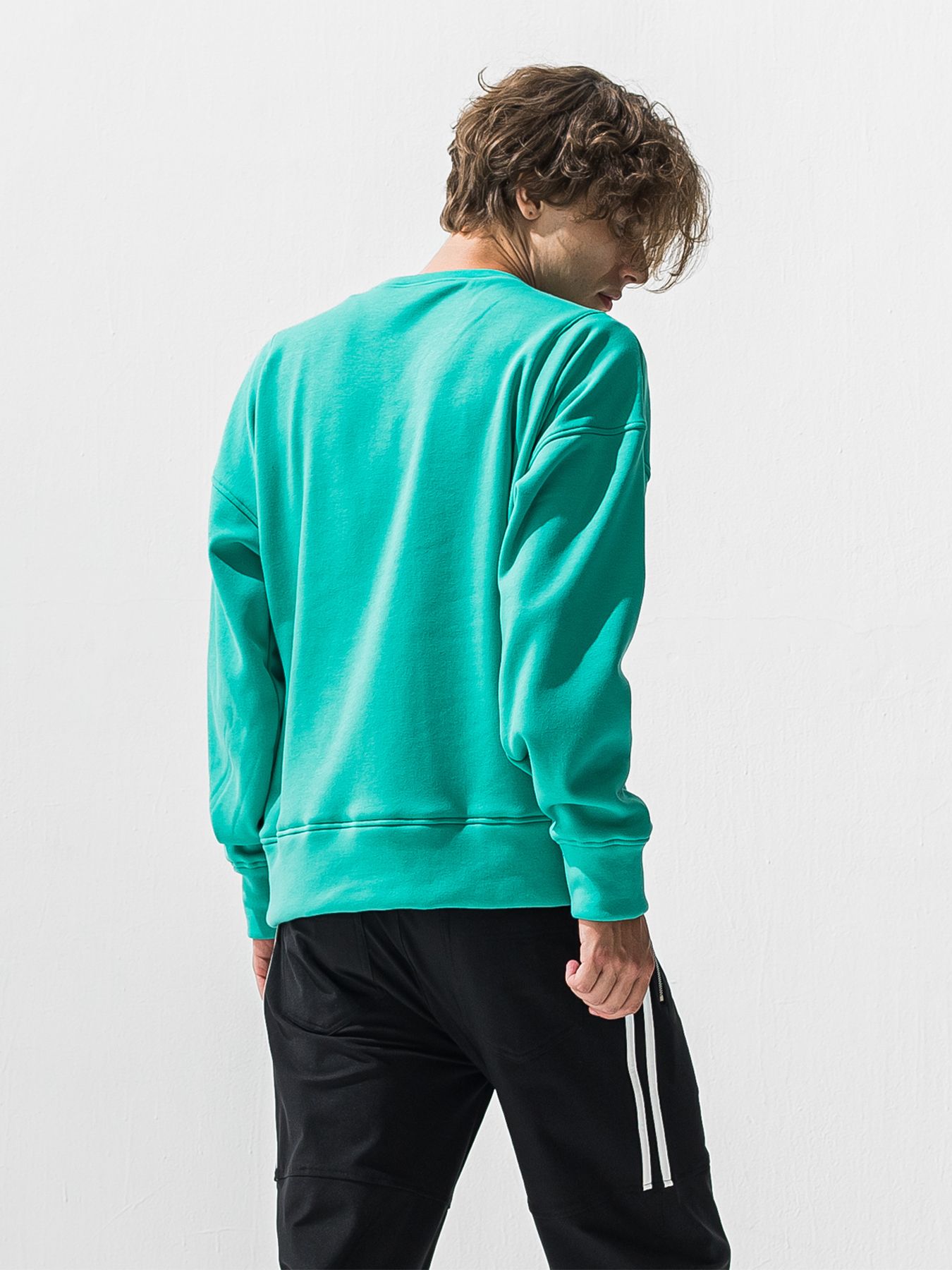 【予約品 9月6日(日) 締切】BOX VELOURS FLEECE DROP TRAINER / ボックスロゴ 裏起毛 ルーズトレーナー / ブルーグリーン