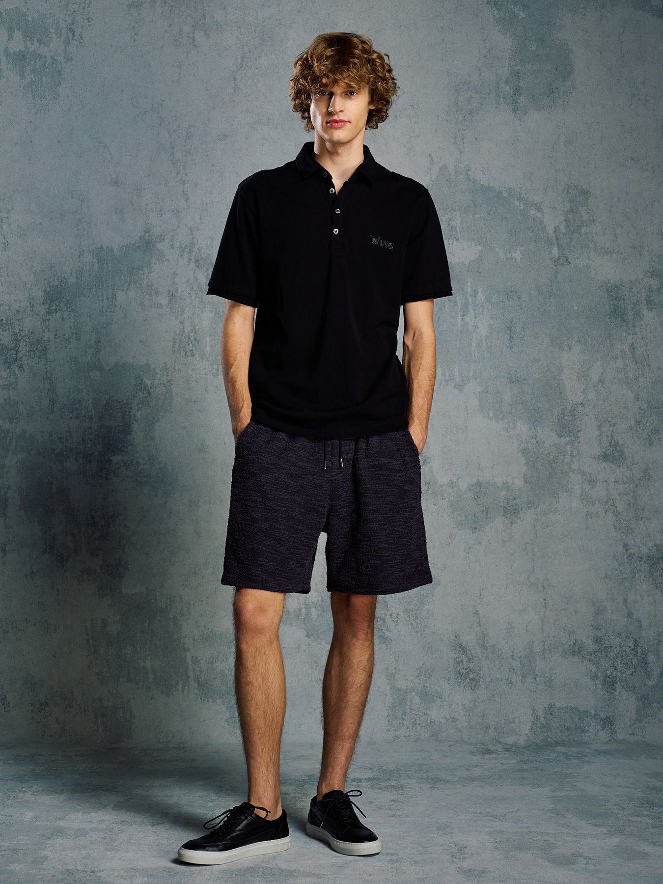 【予約品 1月25日(日) 締切】muta × wjk collection：knit jacquard relax shorts / ニットジャガード リラックスショーツ / ブラック