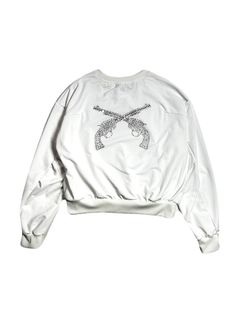 【予約品 8月10日(日) 締切 】WOMENS CROSSGUN CRY SWEAT / クロスガン クリスタル スウェット / オフホワイト