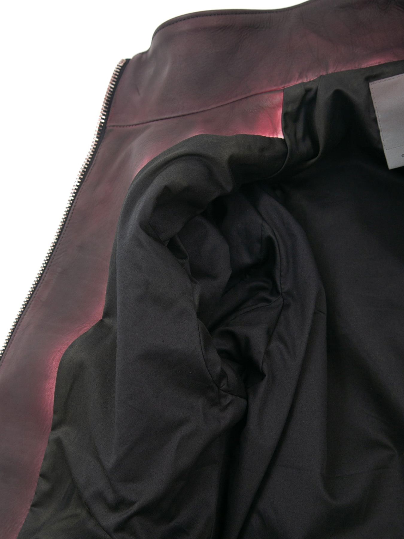 Full tanned Calfskin Garment Burning Dyed Hight Neck Blouson F / カーフスキン ハイネック ブルゾン / NINA（ニーナ） クリムゾンレッド