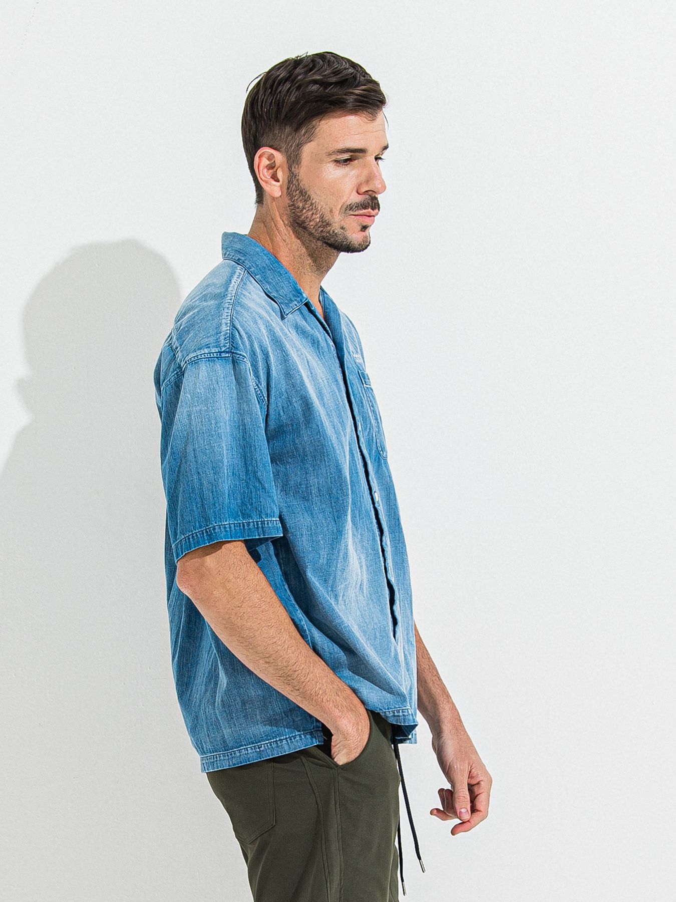 【予約品】ZACK HALF DENIM SHIRT / ザックハーフスリーブスリーブデニムシャツ / ライトインディゴ