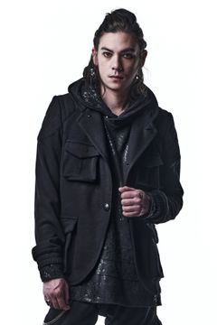 《予約品》 QuiltHoodieJacket ジャケット PunchRomaJersey / Black 【kiryuyrik】 8月入荷予定