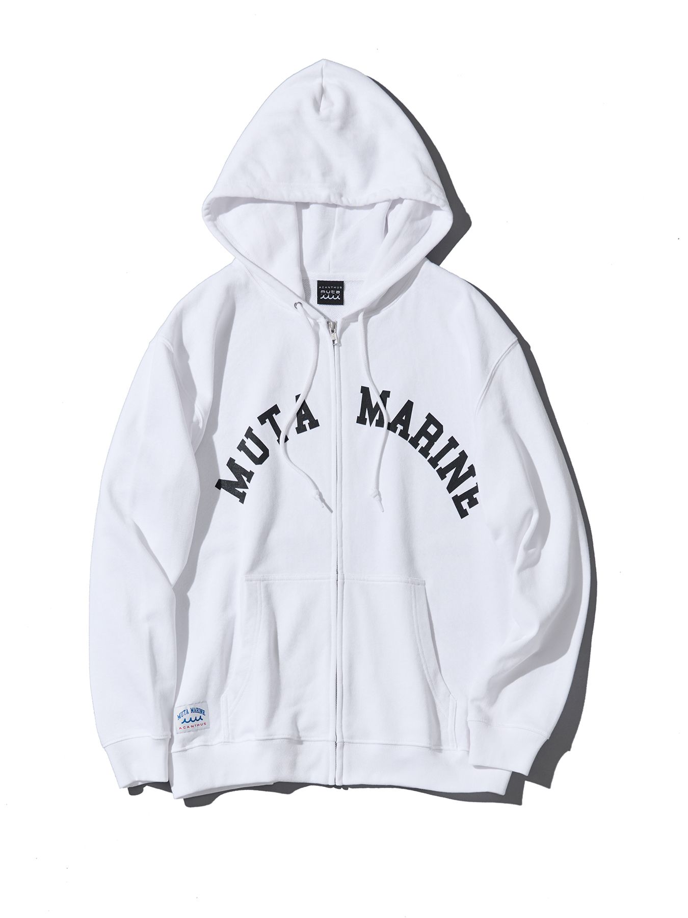 【予約品 10月9日(木) 締切】muta Arc Logo Zip Up Hooded Sweatshirt / ジップパーカー / ホワイト【Acanthus × muta MARINE】