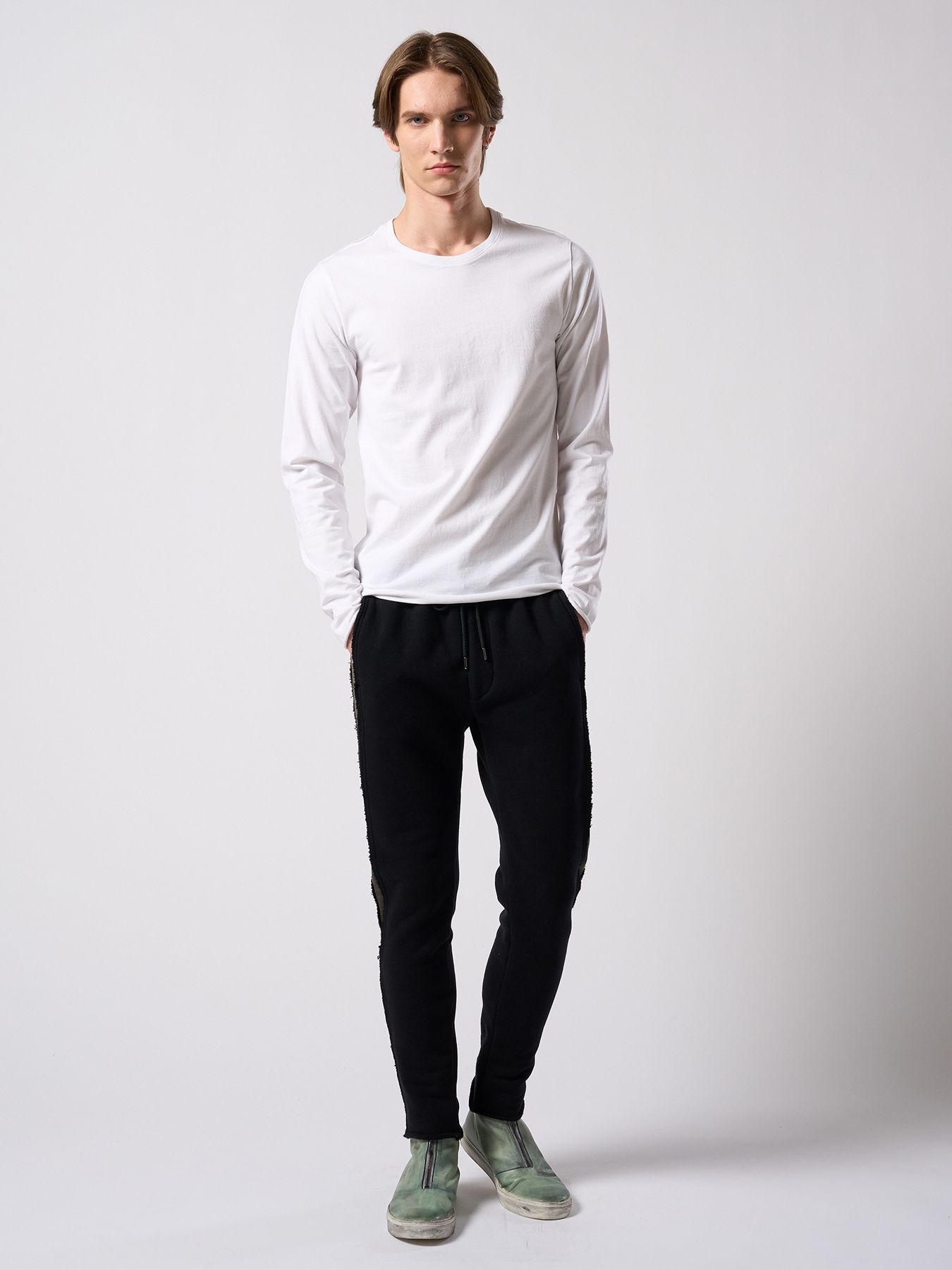 【予約品 4月19日(日) 18時締切】slim cut-off crew-neck L/S / スリムカットオフ クルーネック ロングスリーブ / ホワイト