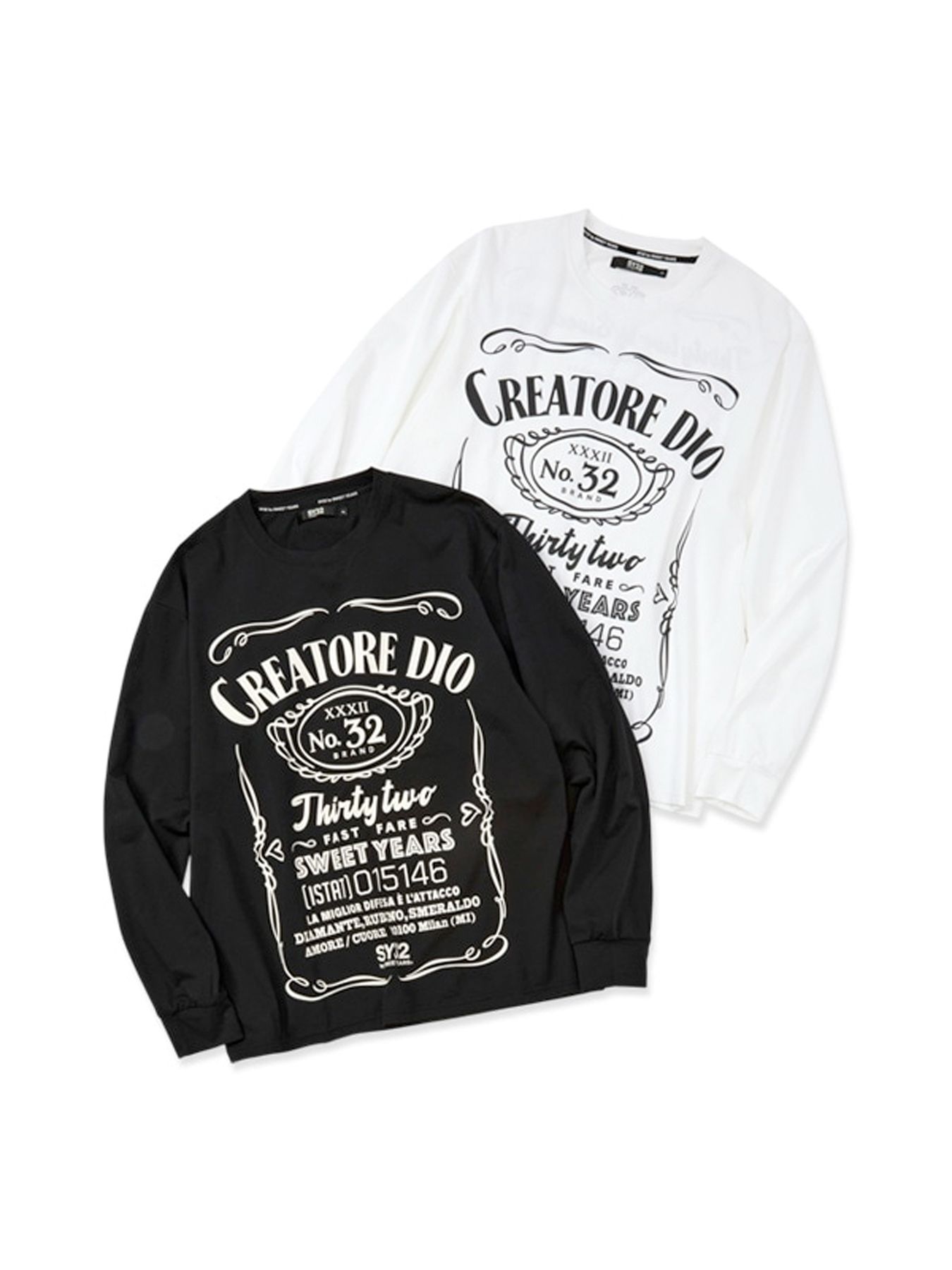 BIG PRINT L/S TEE / ビッグプリント 長袖Tシャツ / ブラック 【SY32 by SWEET YEARS】