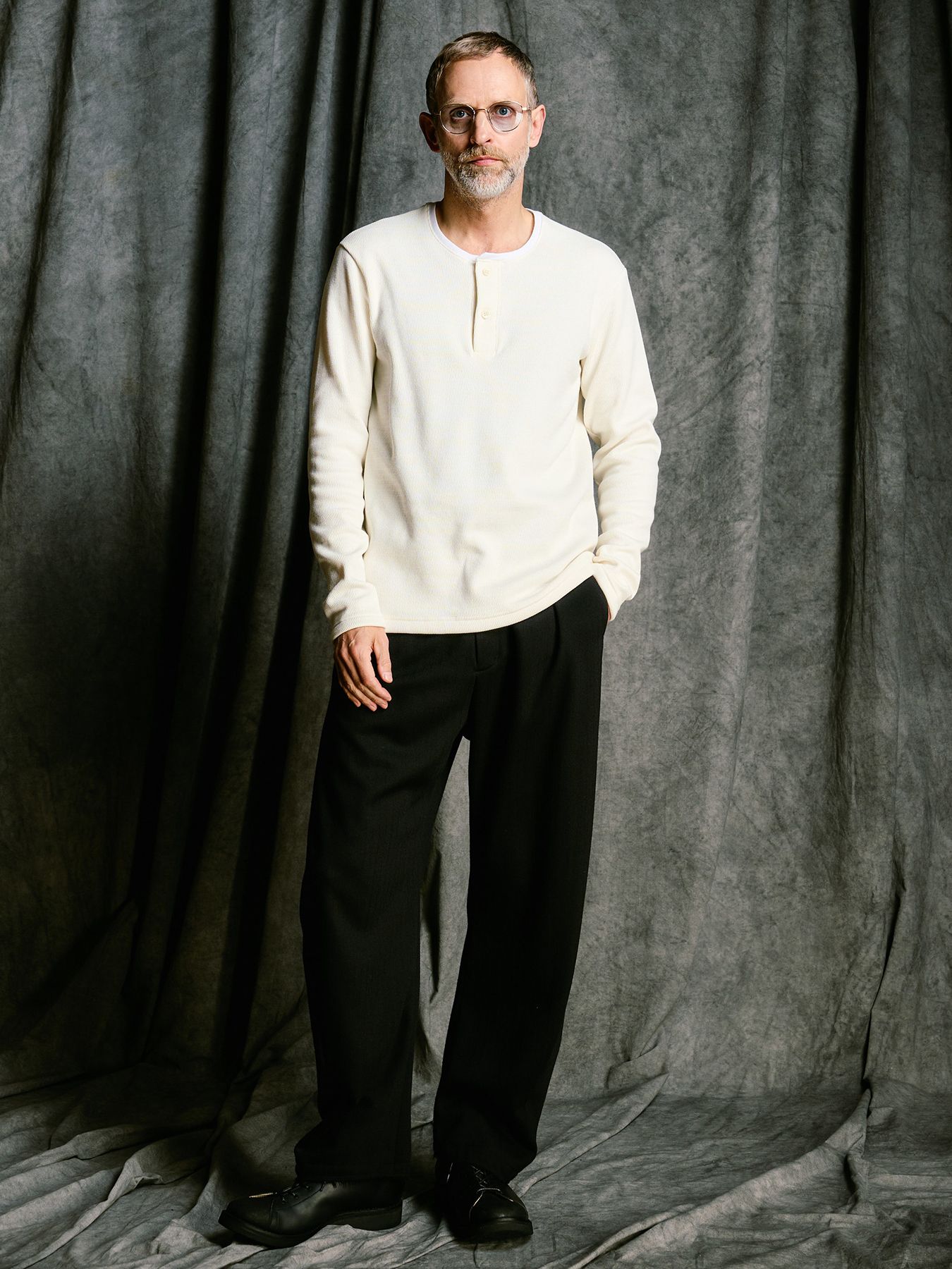 【予約品 4月19日(日) 18時締切】venetian stripe wide banana slacks / ヴェネツィアン ストライプ ワイドバナナスラックス / ブラック