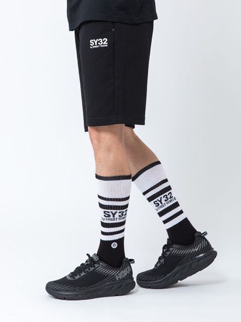 ソックスBORDER SIDE LOGO SOX / BLACK 【SY32 by SWEET YEARS】