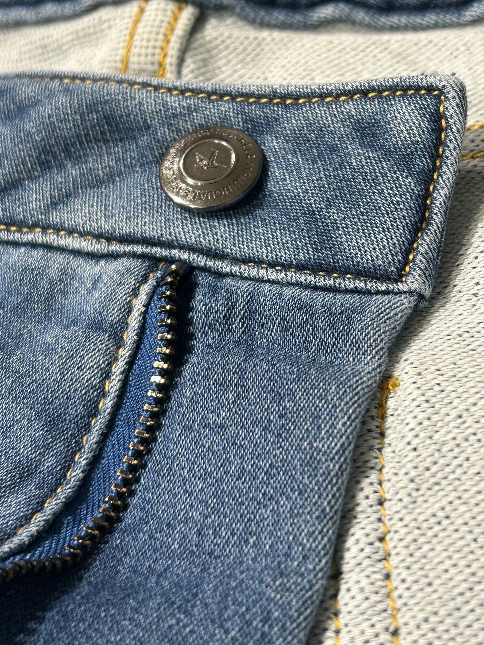 DAMAGED JOG RHINESTONE 5-POCKET PANTS (INDIGO / インディゴ【1PIU1UGUALE3 RELAX 】