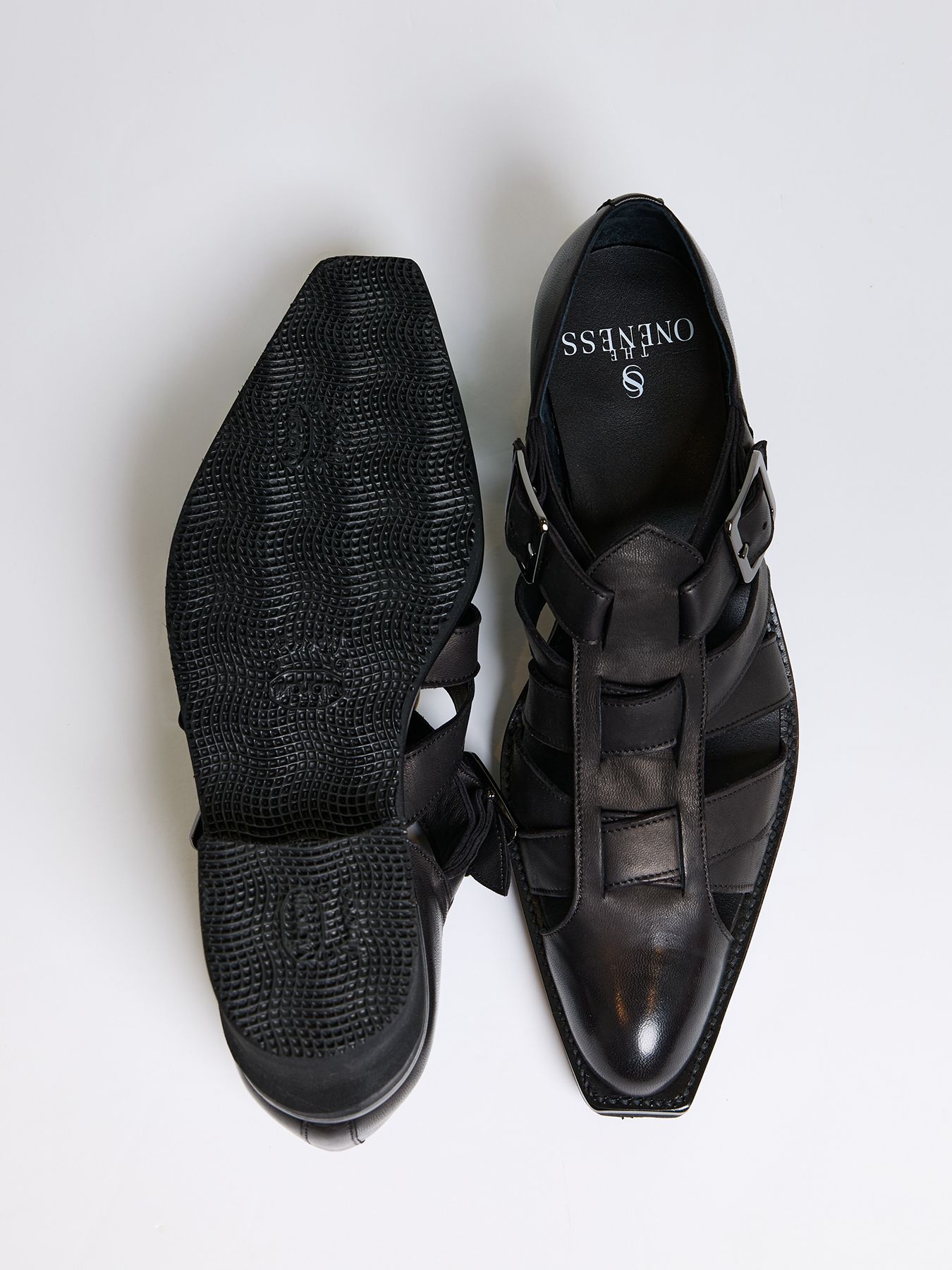 【予約品 4月26日(日) 締切】Eco Horse Hide Gladiator Ankle Boots / エコホースレザー グラディエーター アンクルブーツ / ブラック