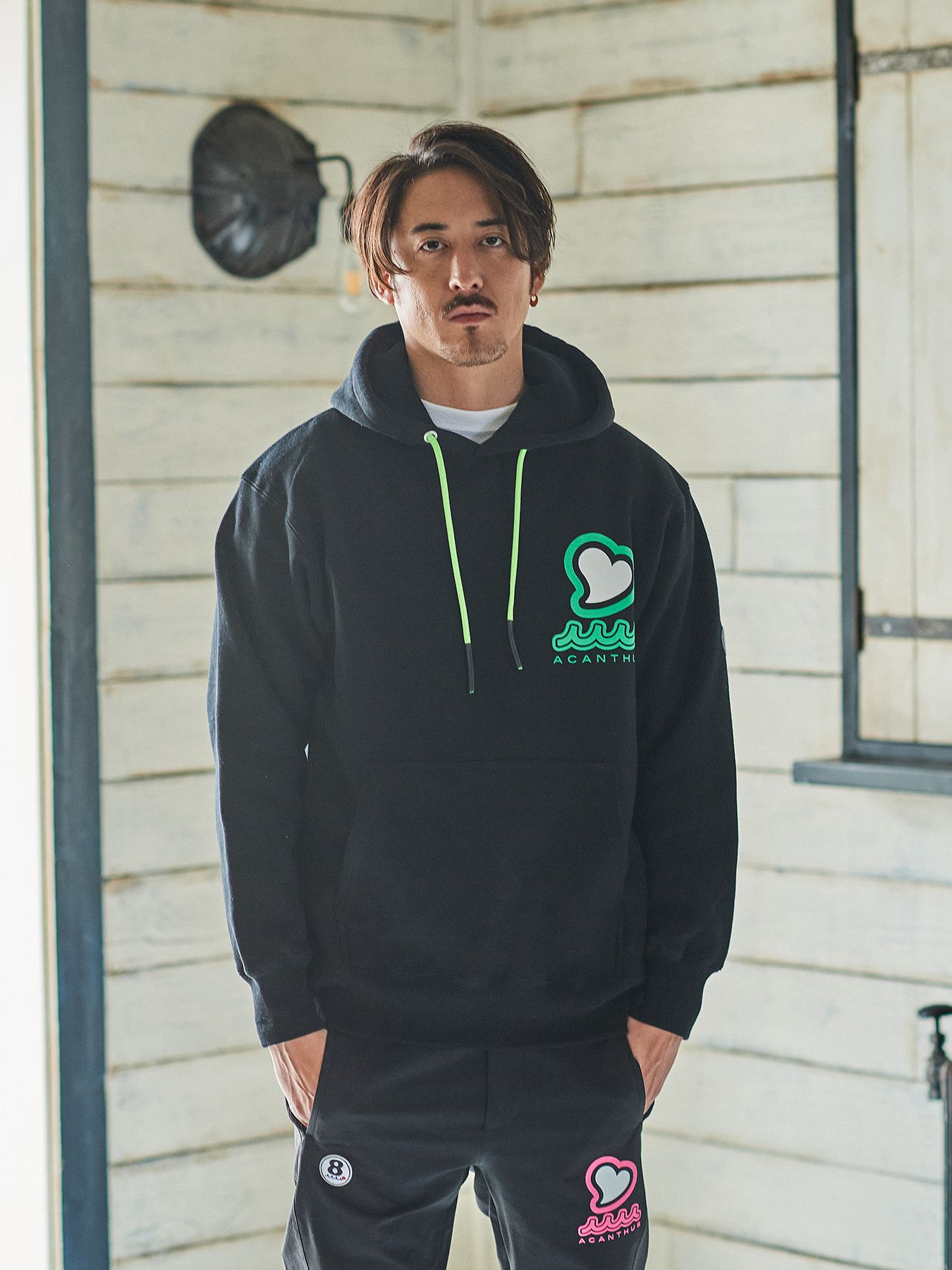 【予約品 】muta sweet muta Hooded Sweatshirts / スウェットパーカー / ブラック【Acanthus × muta MARINE】