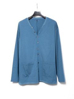 【予約品 10月12日(日) 締切】72/T Organic Cotton High Twisted Single Jersey Cardigan / 72/T オーガニックコットン 強撚 天竺 カーディガン / グレーブルー