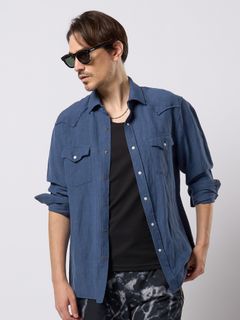 【予約品 9月23日(火) 締切】western shirt / ウエスタンシャツ / ダルブルー