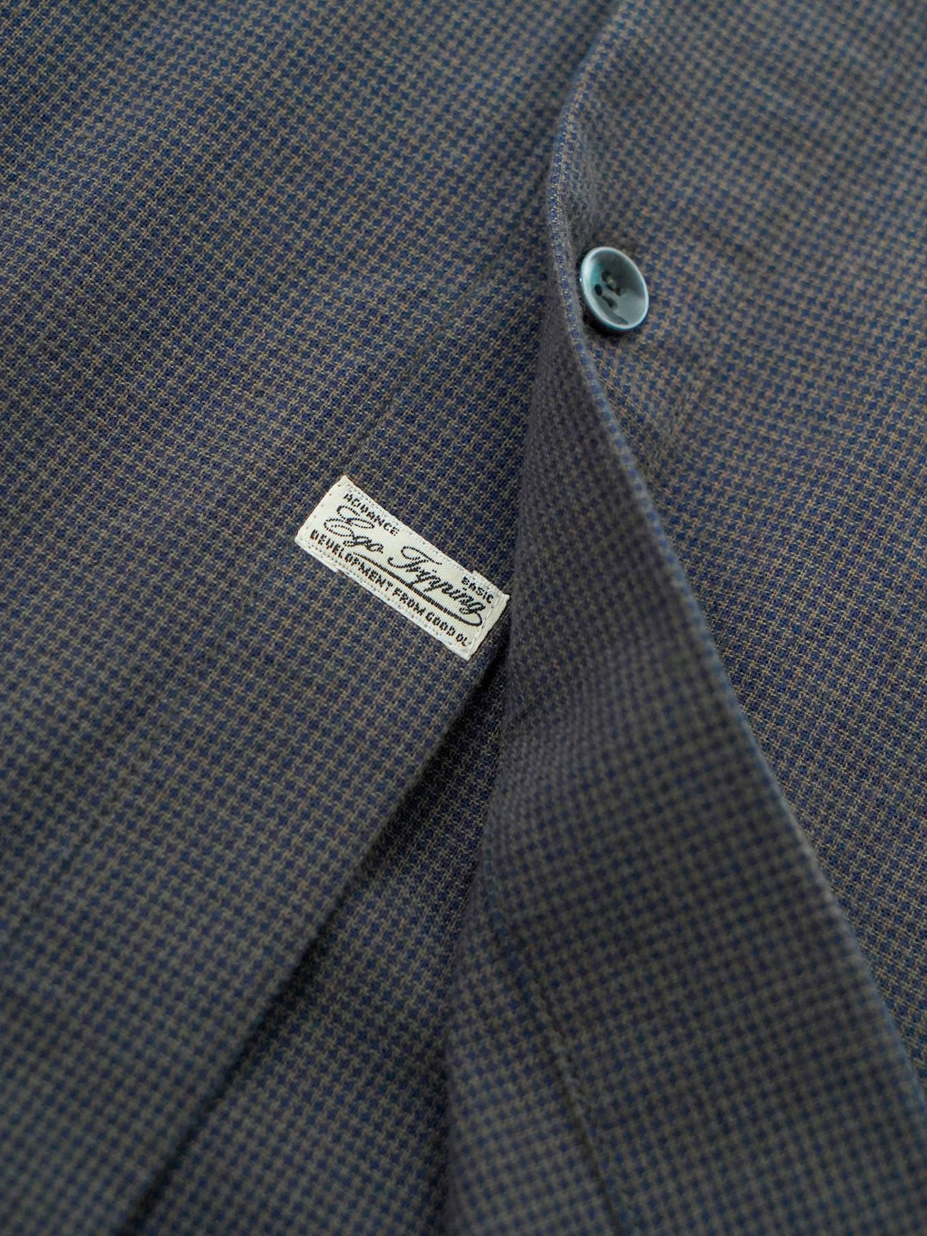 【予約品 5月7日(水)AM10時  締切】Chronos / ワッシャー加工 ロングシャツ / ダークブラウン×ネイビー千鳥