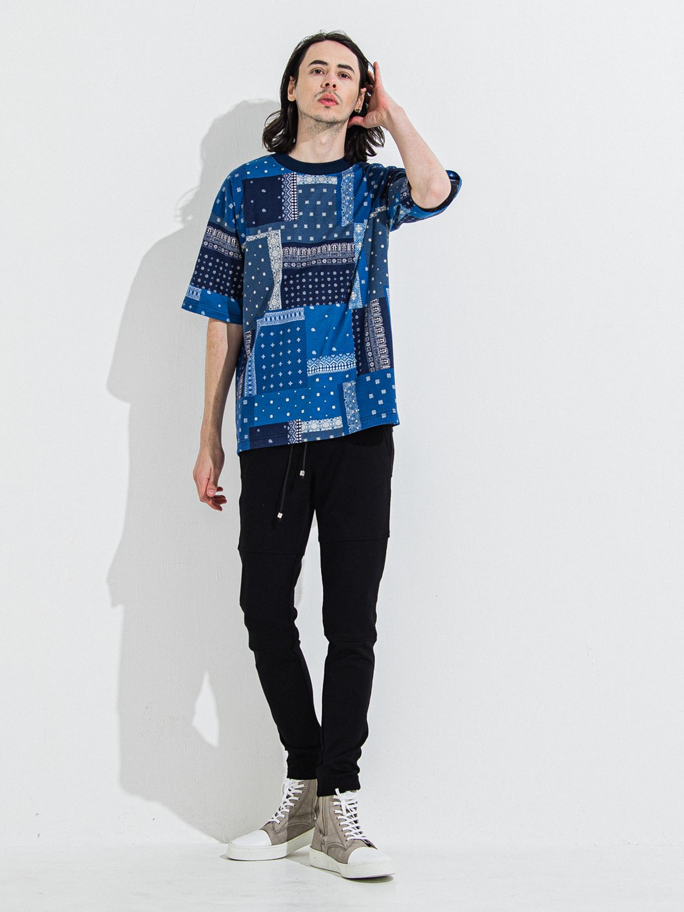 【予約品 】BANDANA OVER TEE / バンダナオーバーサイズTシャツ / ネイビー
