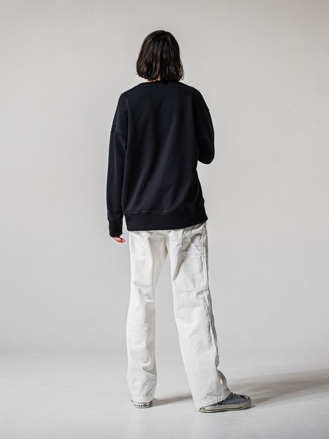 【予約品 11月16日(日) 締切】HF URAKE COLLEGE DROP TRAINER / 裏毛 カレッジロゴルーズ トレーナー / ブラック