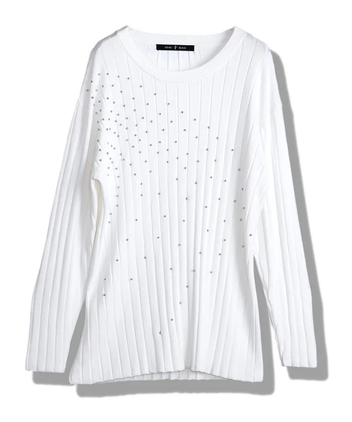 スタッズニットプルオーバー WHITE【NO ID.】