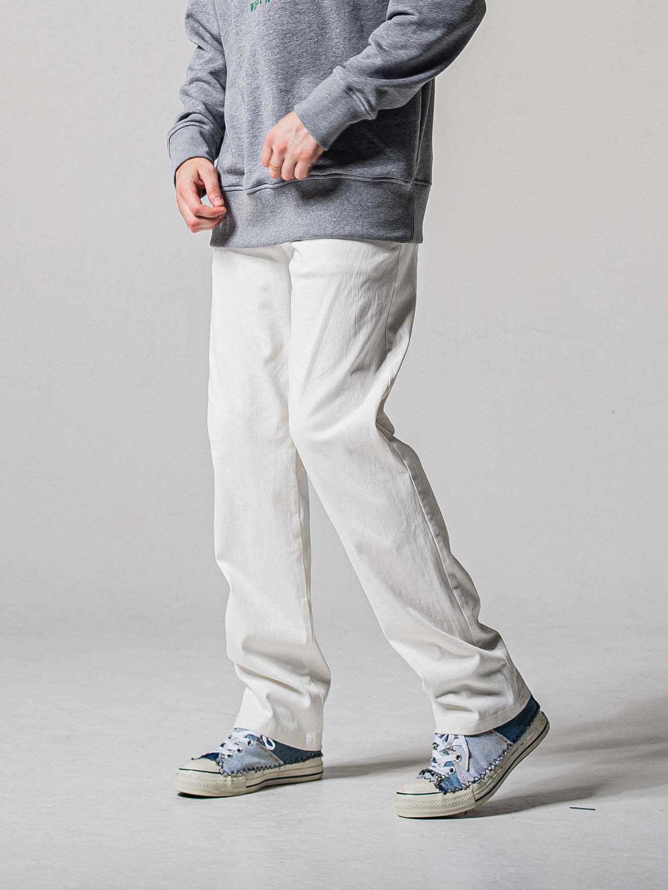 【予約品 11月16日(日) 締切】DENIM JERSEY WIDE PT / デニムジャージ セミワイドシルエット ワンタックイージーパンツ / ホワイト