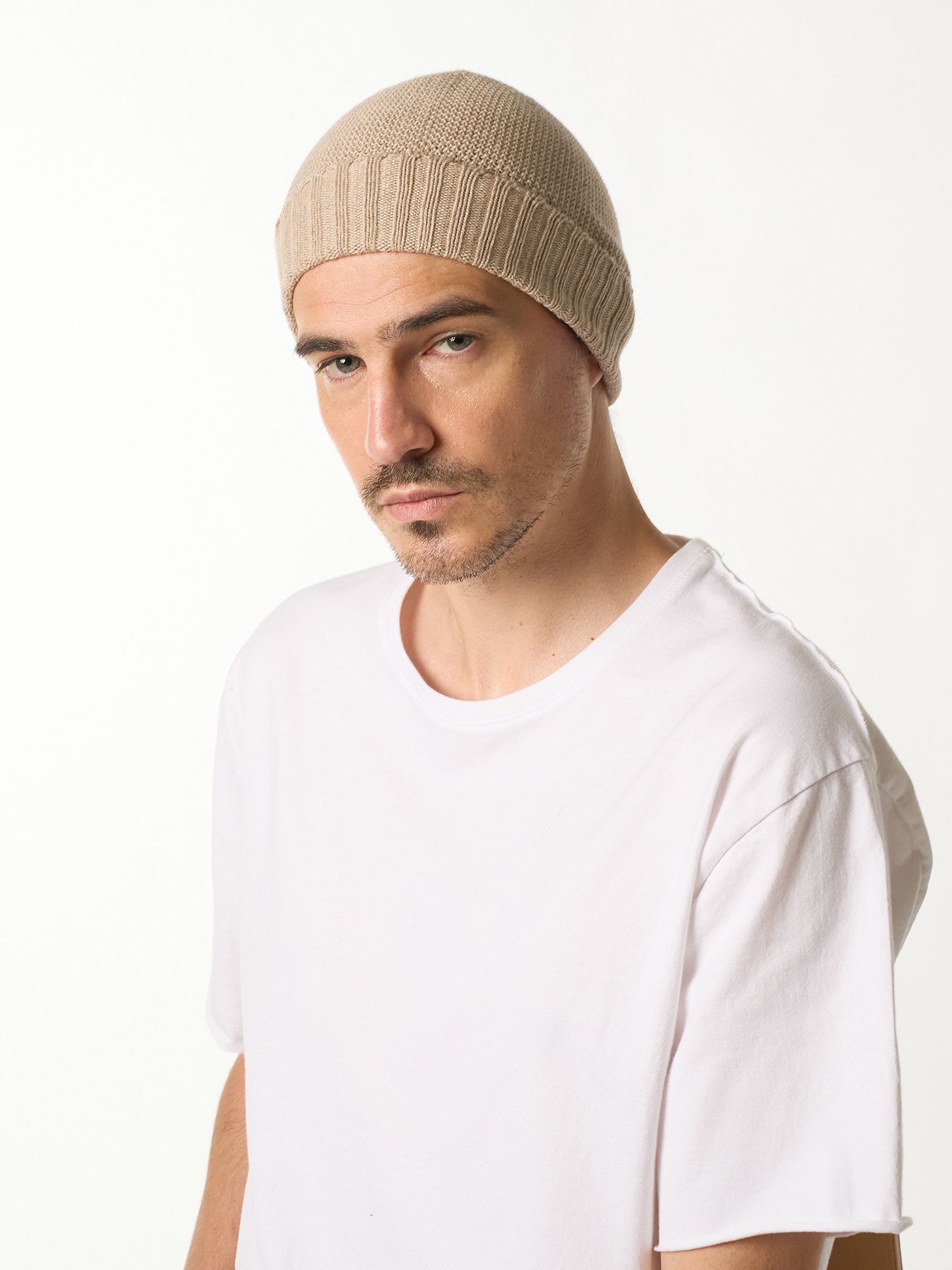 【予約品 9月23日(火) 締切】comfy 2-way knit watch / コンフィー 2ウェイ ニットワッチキャップ / ベージュ
