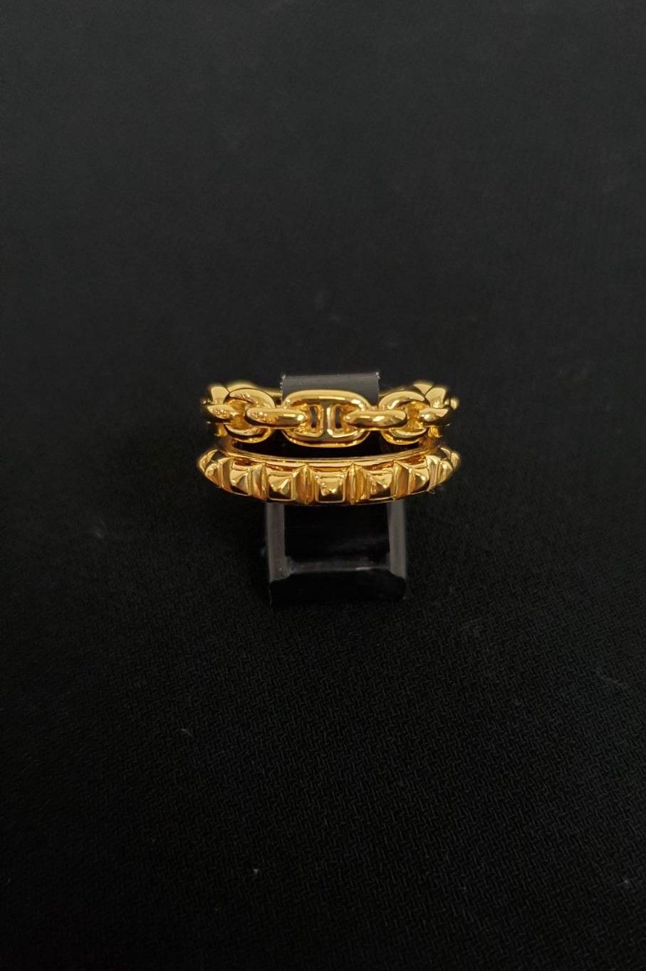 DUAL RING STUDS & ANCHOR / SV925.GD