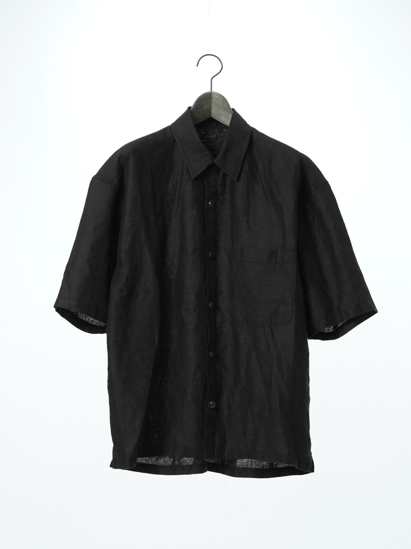 【予約品 2月1日(日) 締切】GATHERLINEN SHIRTS S/S / リネン 半袖シャツ / ブラック