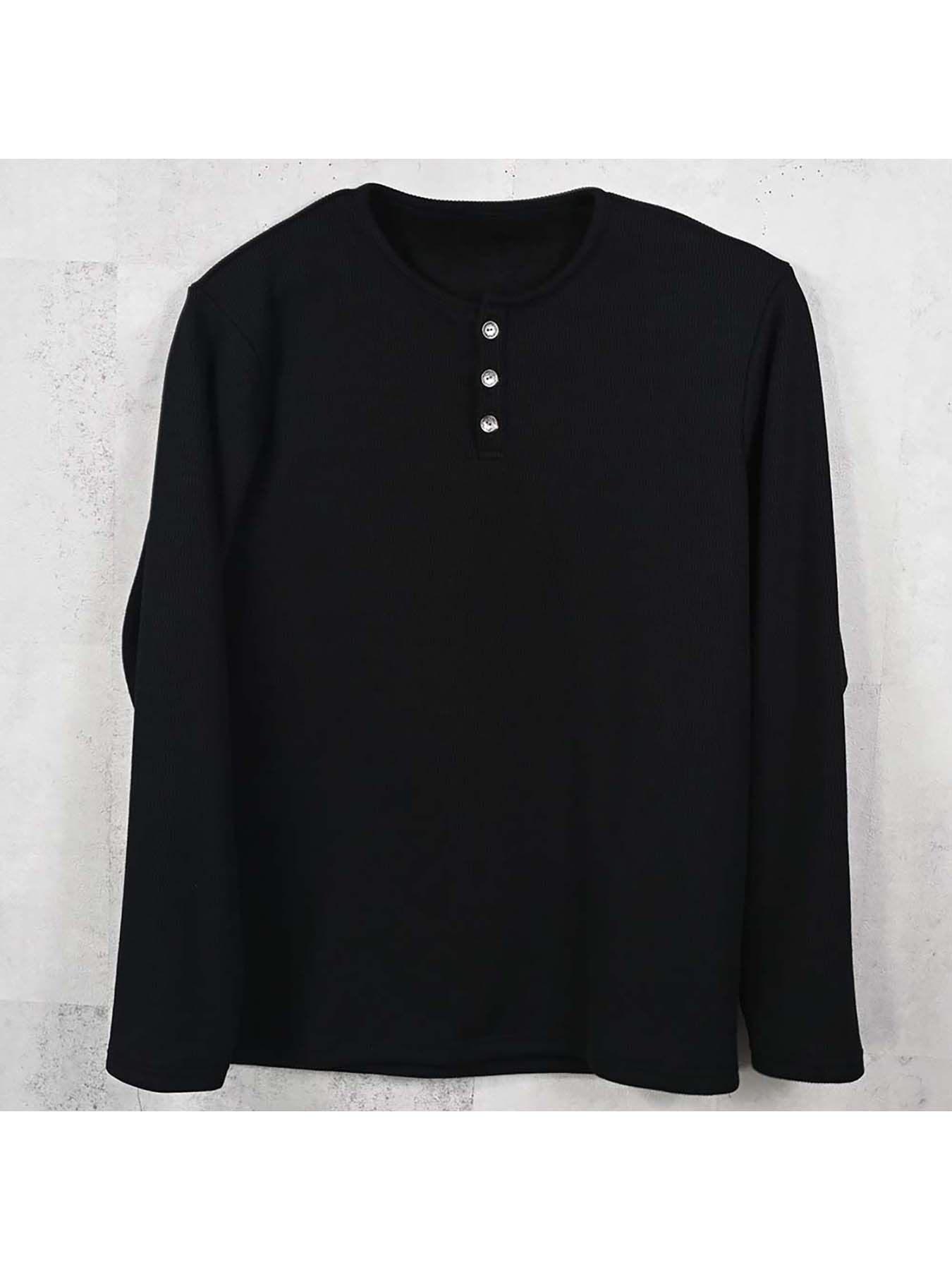 【予約品 8月31日(日) 締切】VELOURS FLEECE THERMAL HENRY / ベロアフリース サーマル ヘンリーネック / ブラック