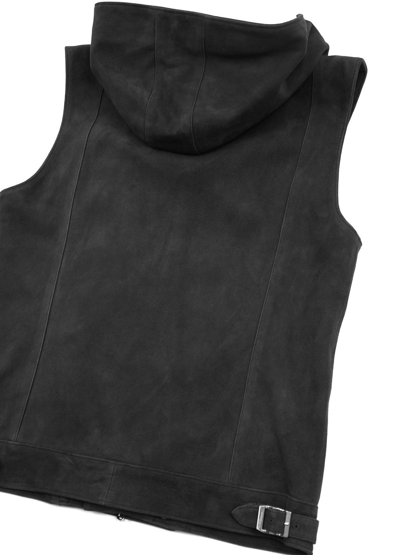 Suede Sheepskin HoodieH Vest / シープ スエード フーディーベスト / SHARON（シャロン） / ブラック