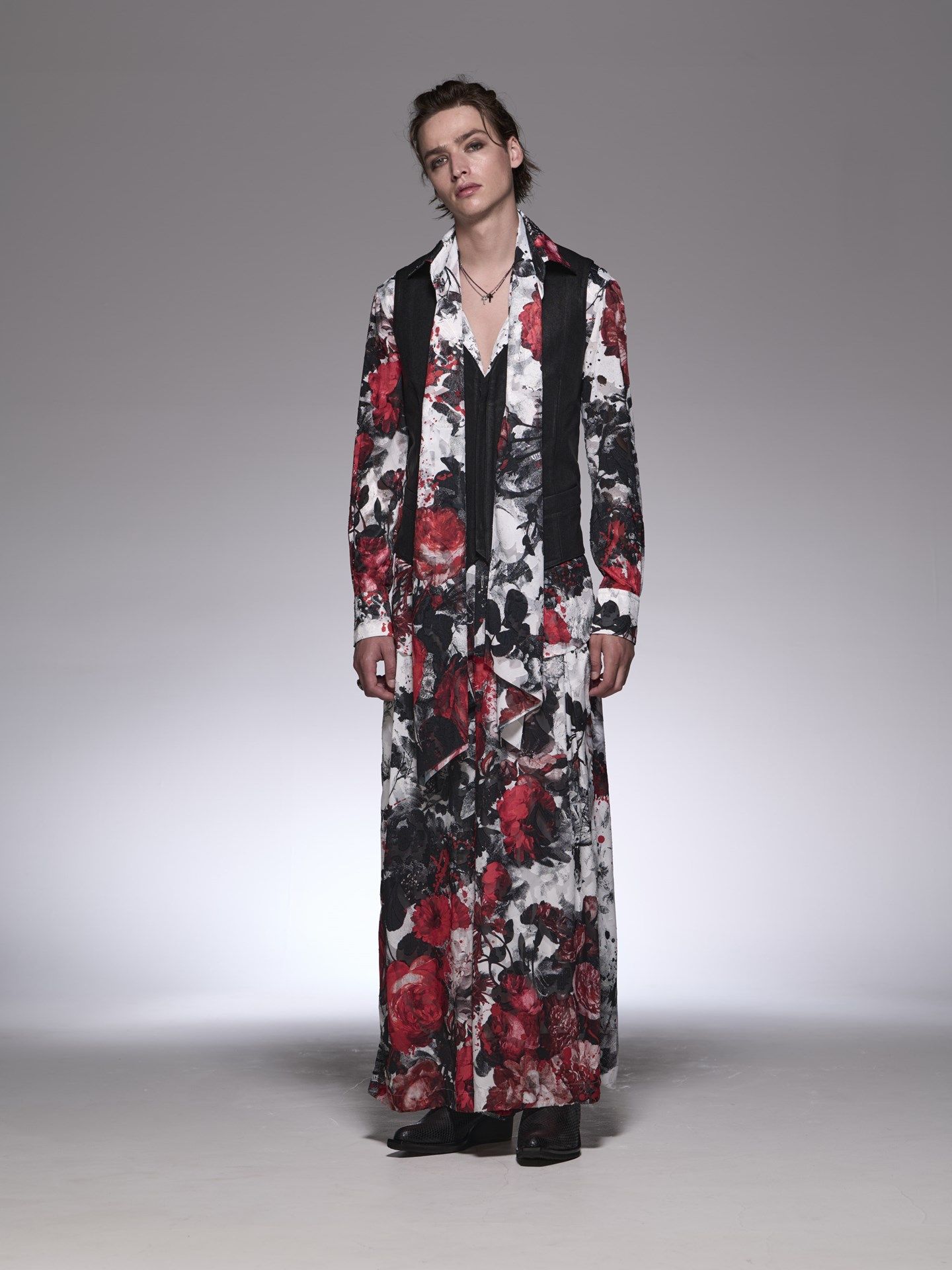 《予約品》 SplashFloraWideTuckSlacks / ワイドタックスラックス / ホワイト＆レッド