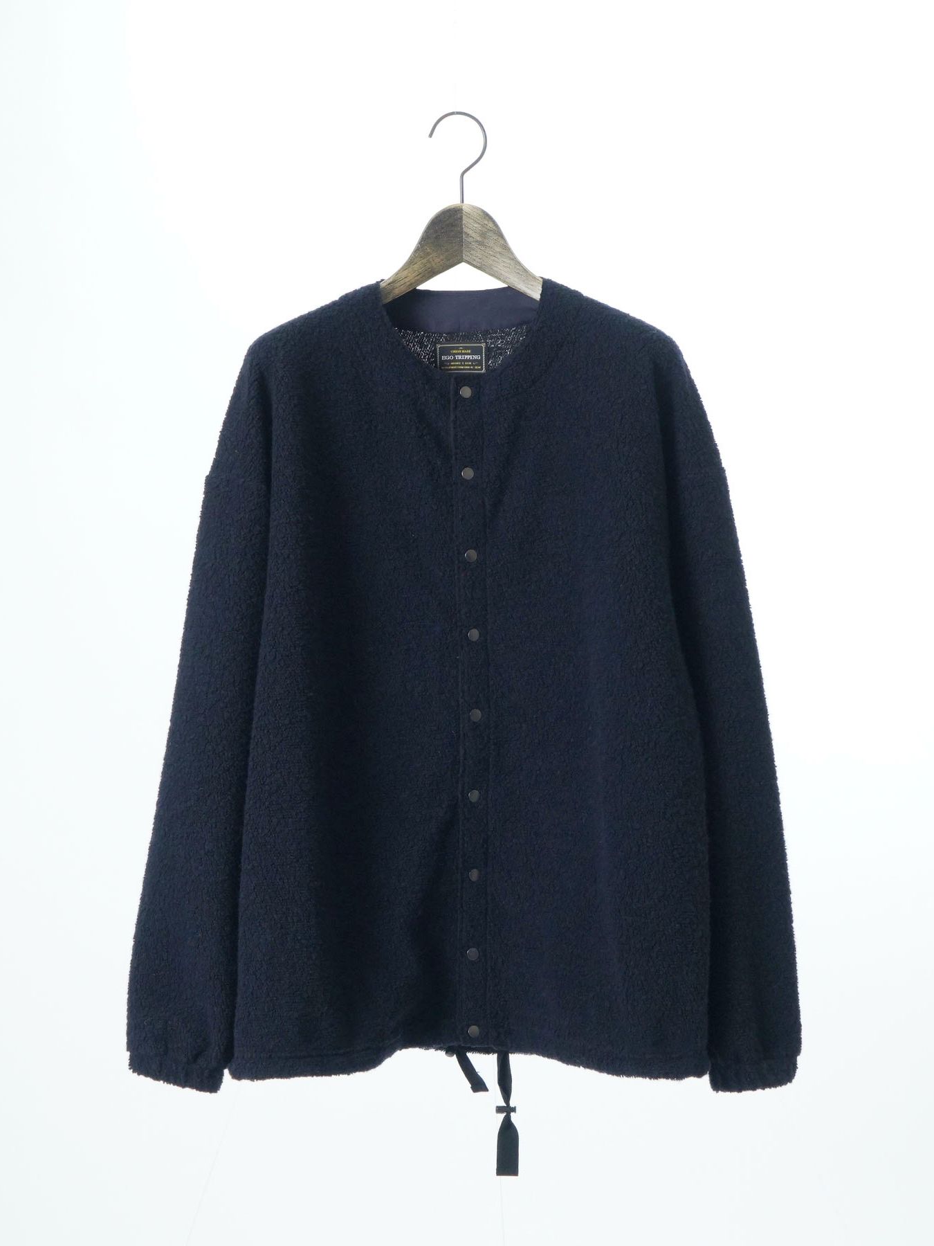 【予約品 】WOOLSNAP / ウールパイル カーディガン / ネイビー