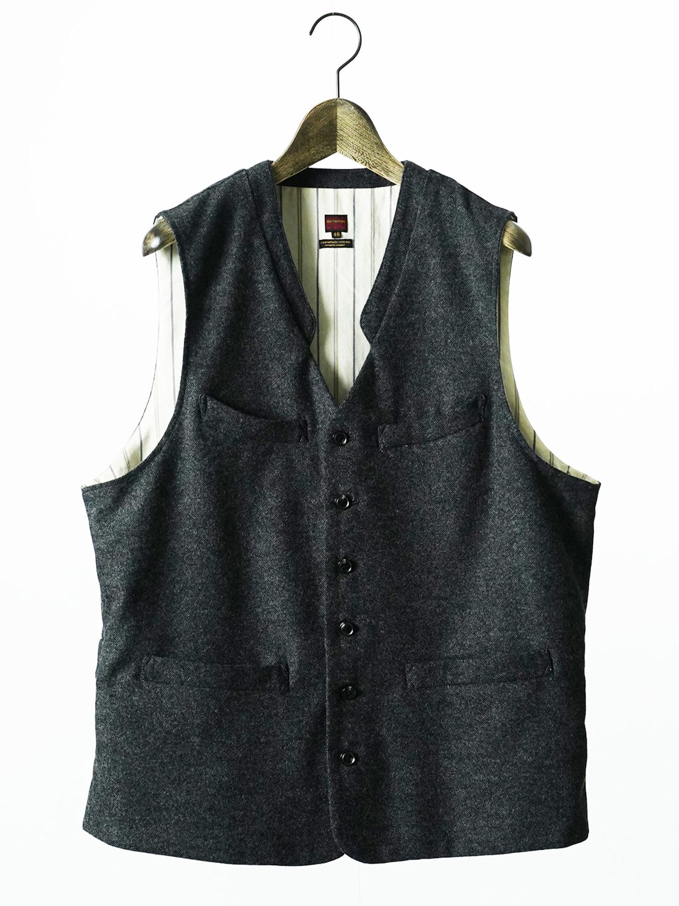 【予約品 7月5日(日) 締切】FRENCH GILET / ウールベスト / 杢チャコール