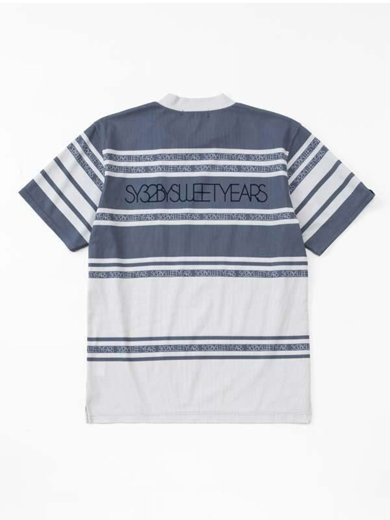 BORDER MESH MOCK / ボーダー メッシュネック / ホワイト【SY32 by SWEET YEARS GOLF】