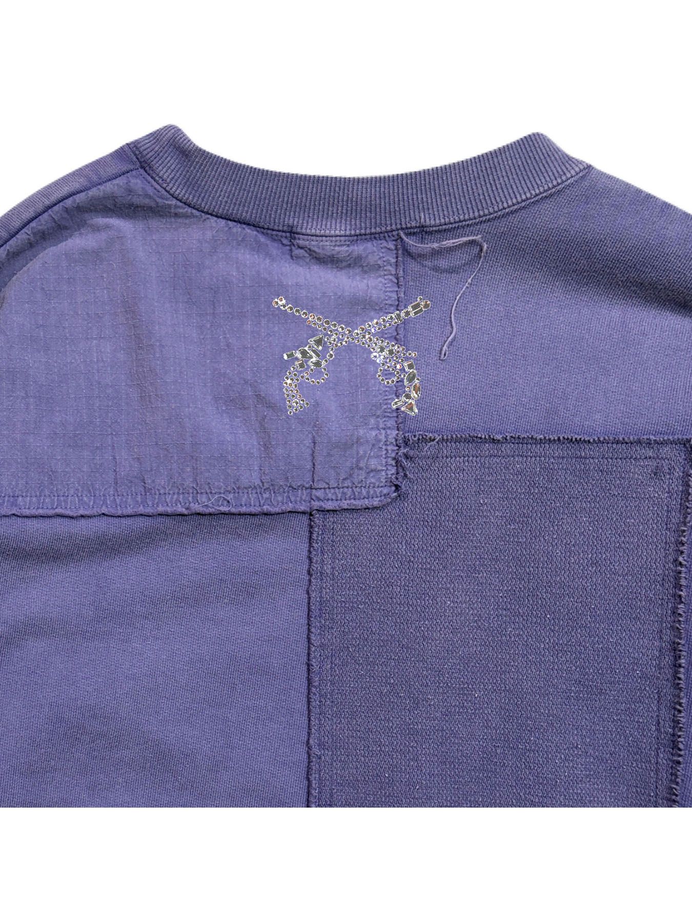 【予約品 3月9日(月) 18:00 締切】PATCHWORK SWEAT CRY / クリスタル モザイク クロスガン パッチワーク スウェット / パープル